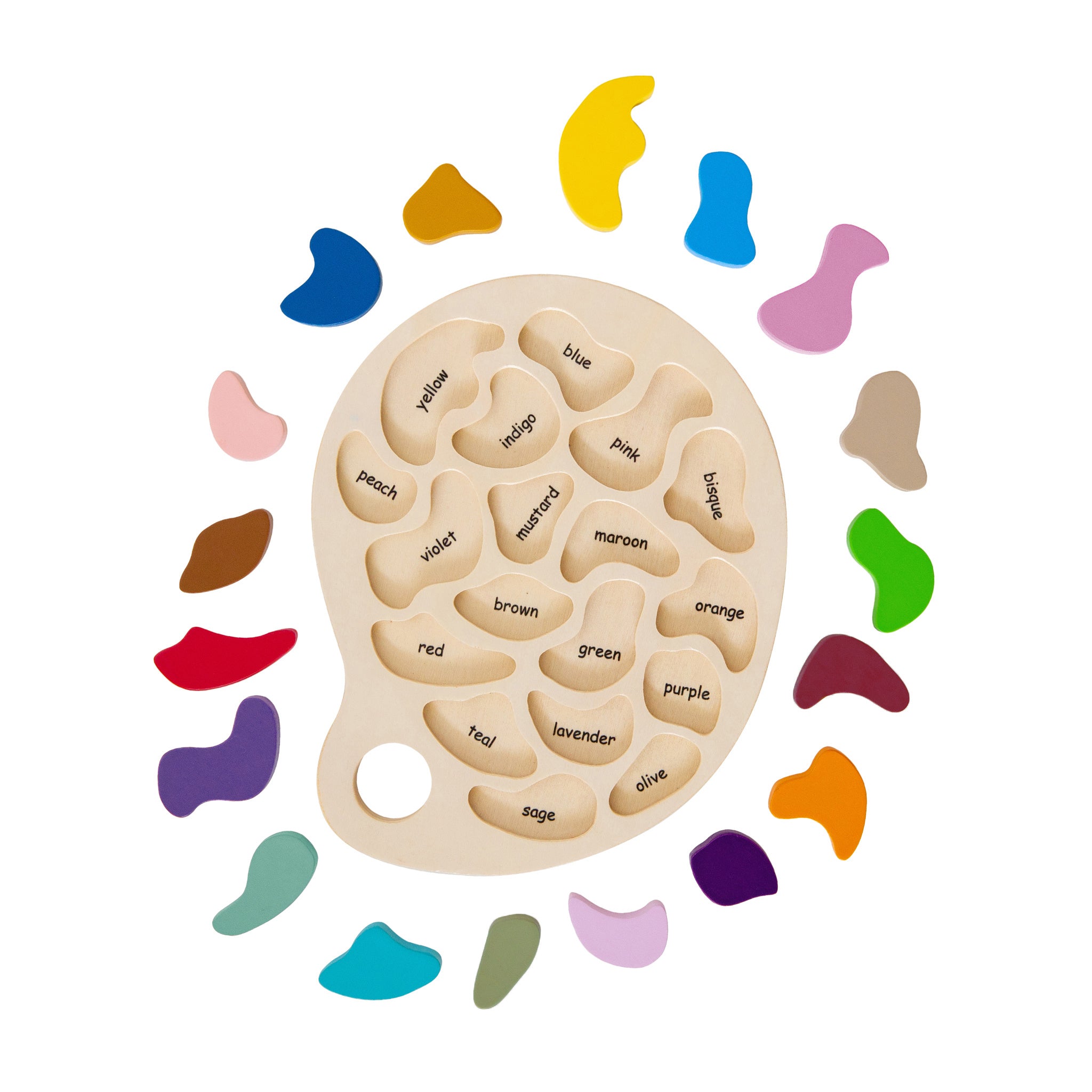 Alternative view of The Freckled Frog Colorful Artist Palette Wooden Puzzle - 19 pc