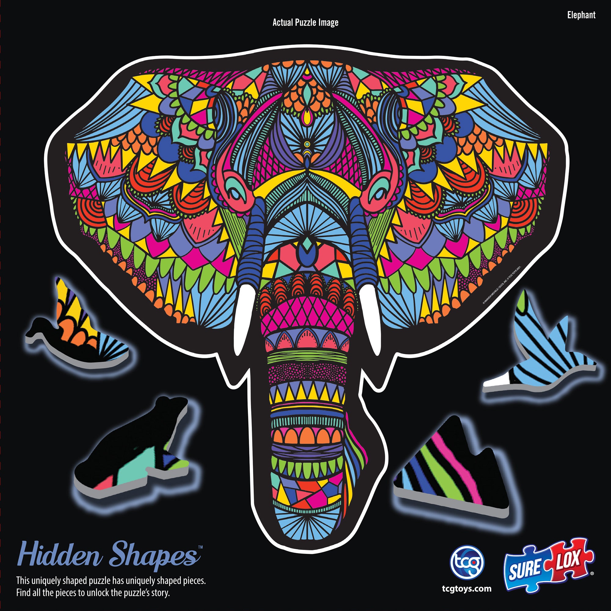 Hidden Shapes Elephant Jigsaw Puzzle - 300 pc - Image 4