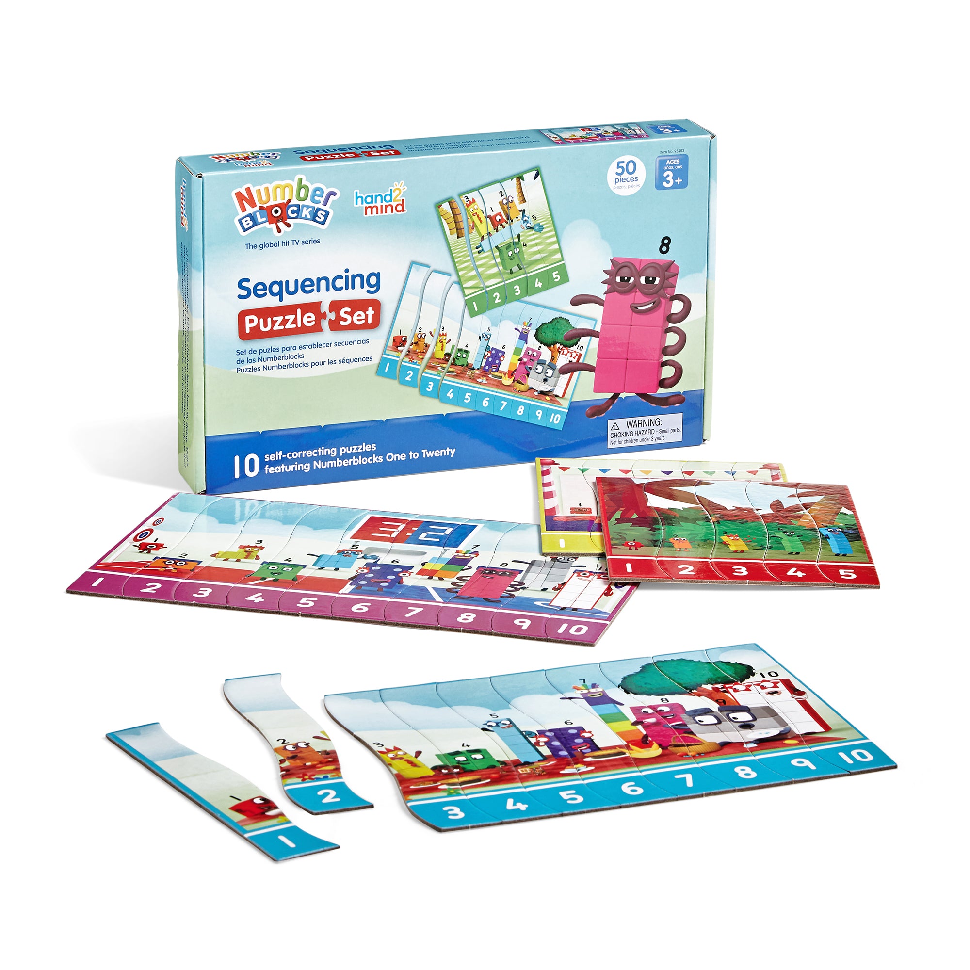 Hand2Mind Numberblocks Math Puzzle 3-Pack - Counting, Addition, Sequencing - Image 3