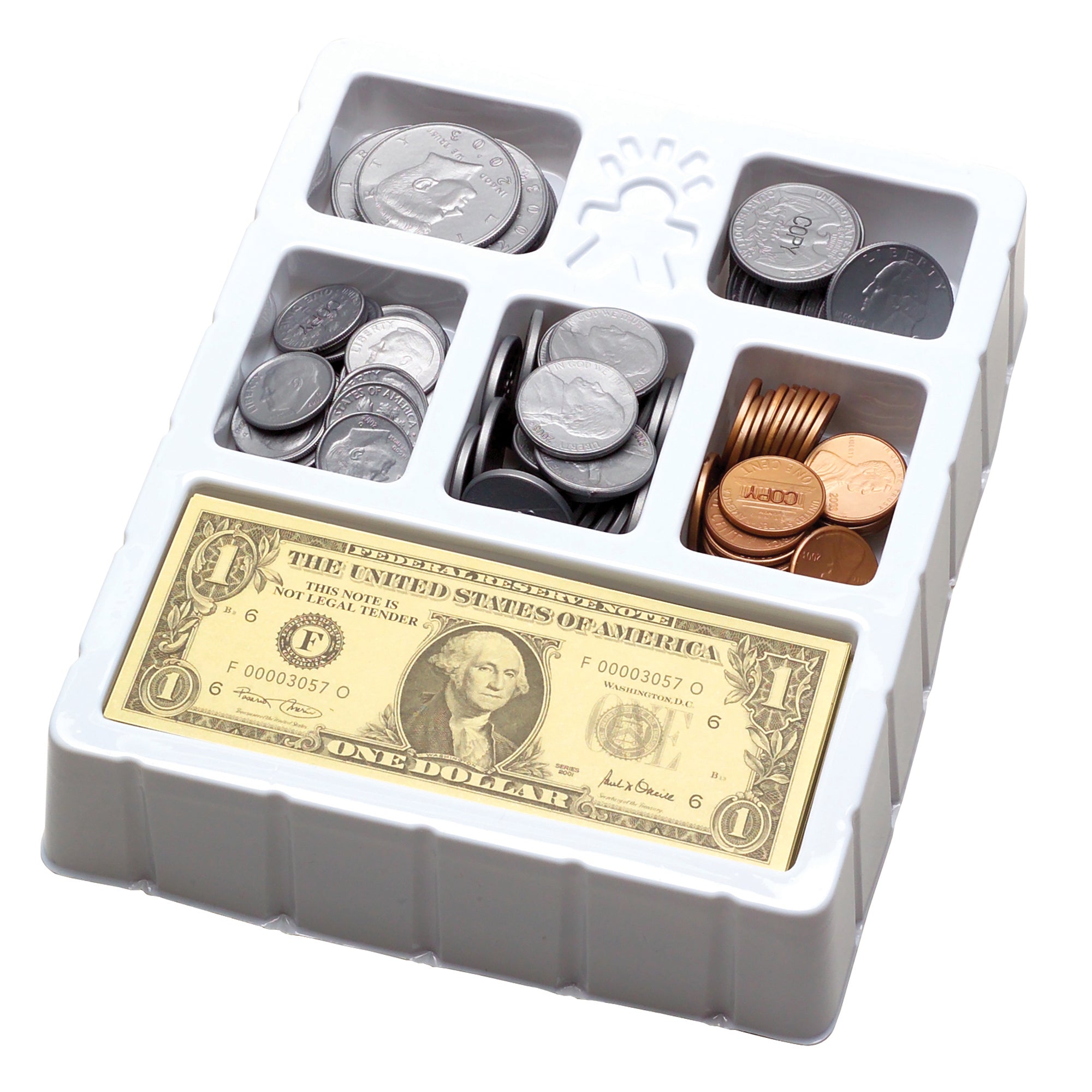Alternative view of Educational Insights Play Money, Coins & Bills Tray - Realistic Pretend Cash Set