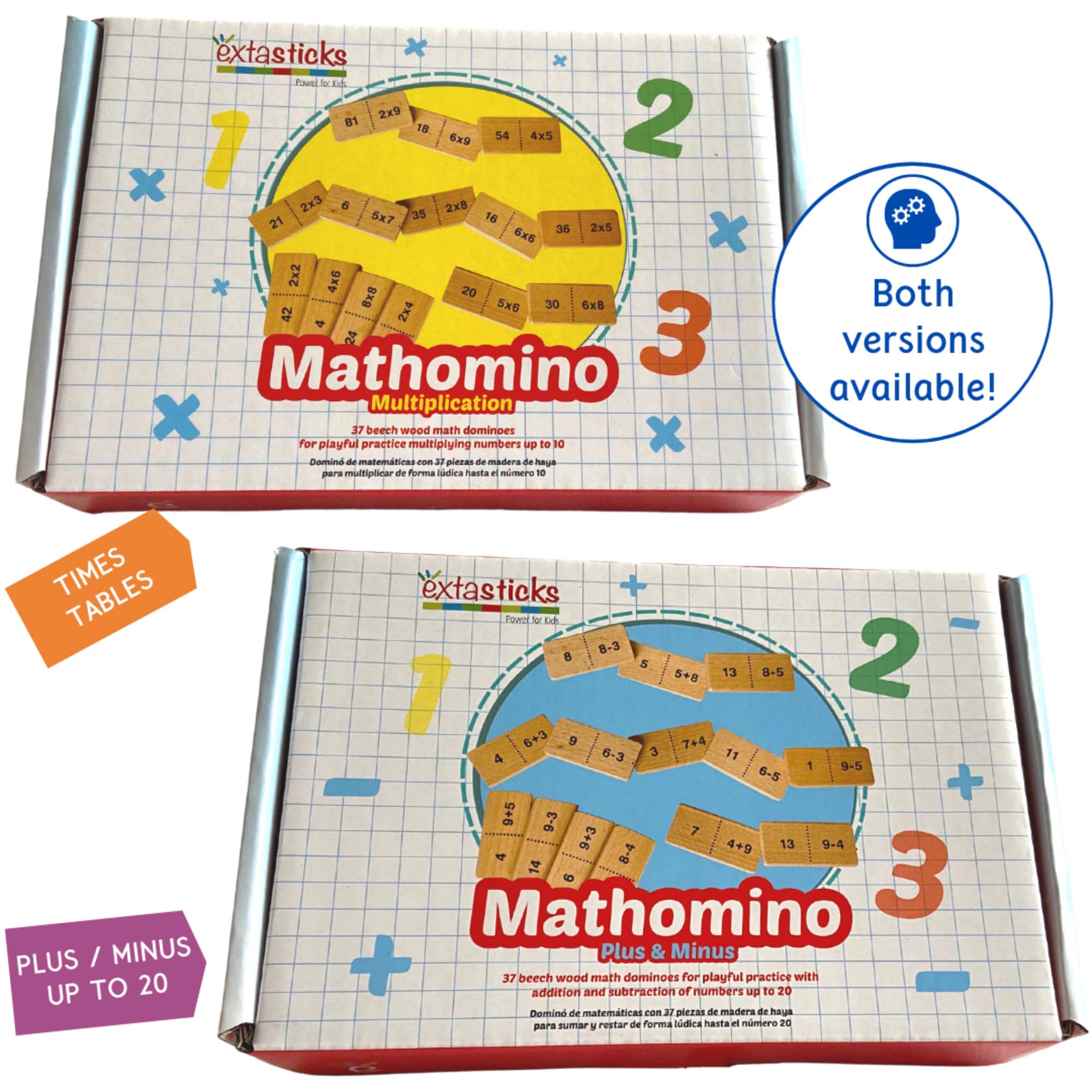 Alternative view of Extasticks Mathomino Plus & Minus Wooden Math Domino Game