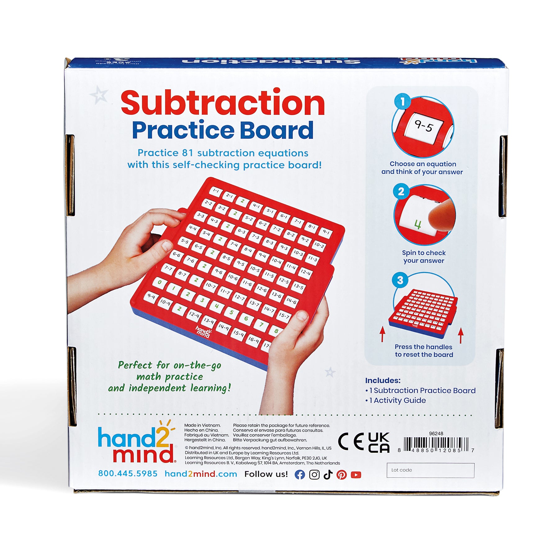 Alternative view of Hand2Mind Interactive Math Facts Board - Master Subtraction Skills