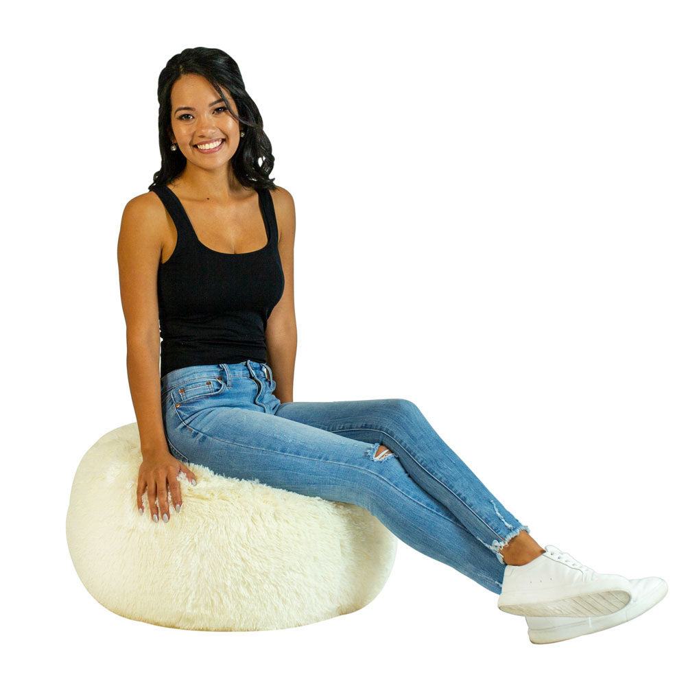 Alternative view of AirCandy Mongolian Faux Fur Inflatable Ottoman - Chic and Cozy