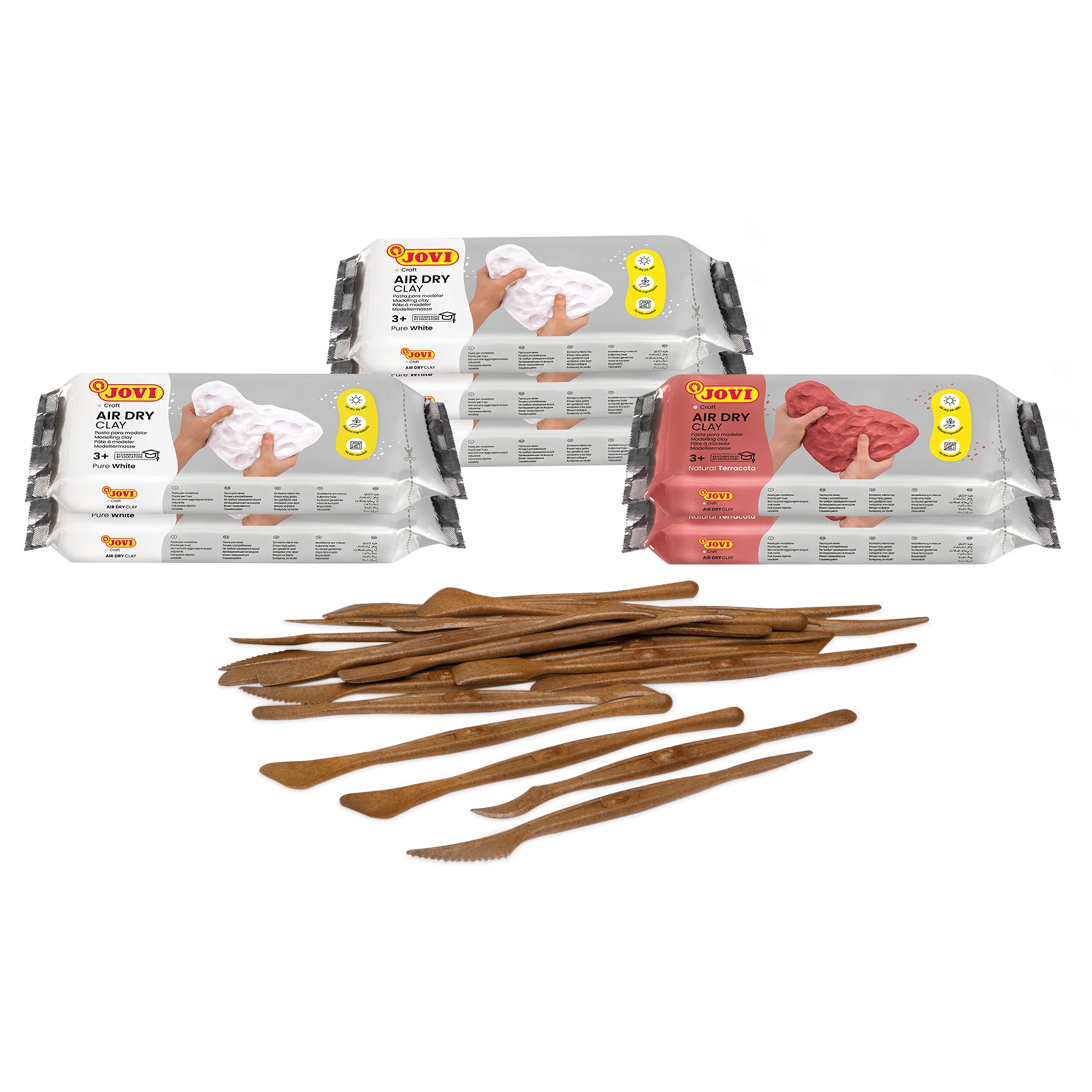 Alternative view of JOVI Air Dry Clay School Pack - 7 Bars, 1.1 Lb Each & 20 Spatulas, Assorted Colors