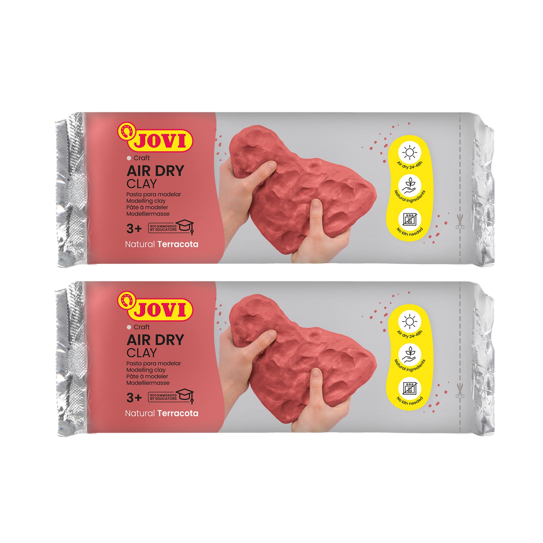 JOVI Premium Air Dry Clay, 2.2lb Bar, Terracotta - Pack of 2