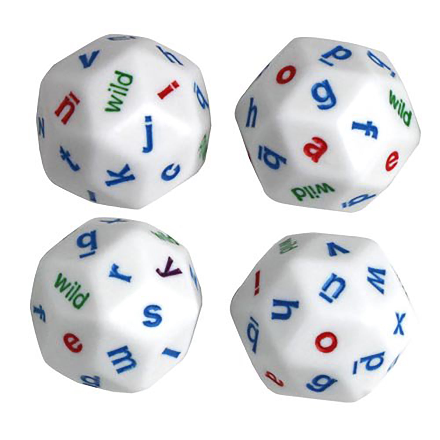 Koplow Games Colorful 30-Sided Alphabet Dice Set, Lowercase, 4 Pack - Image 3