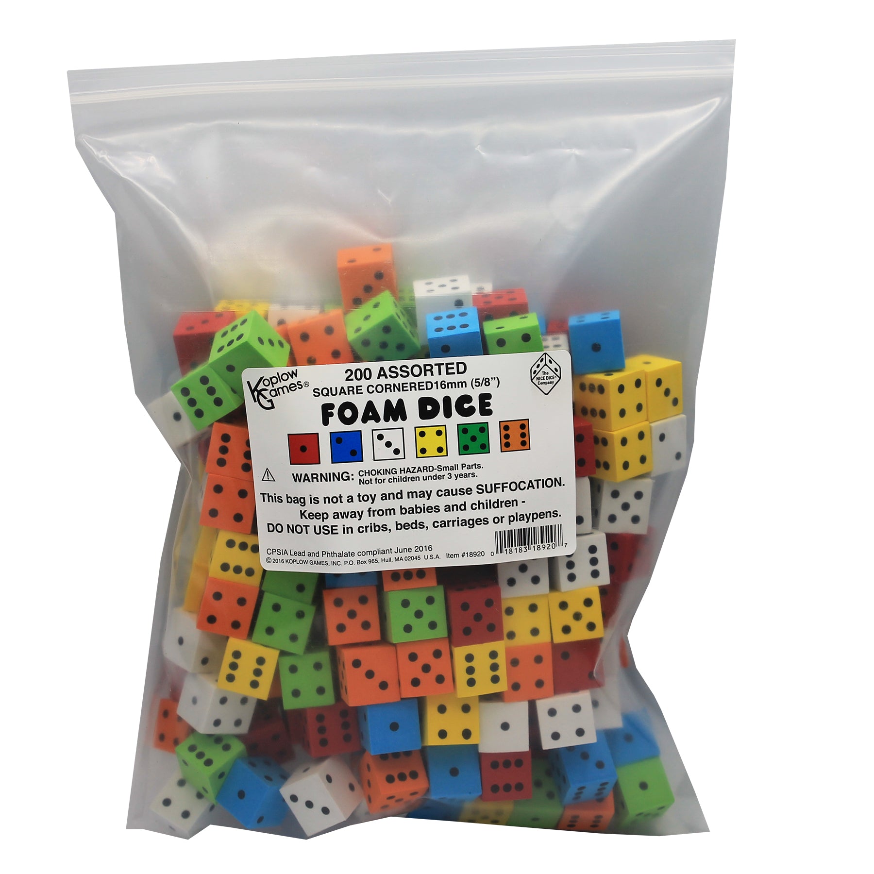 Alternative view of Koplow Games Multi-Color Foam Spot Dice Set, 16mm - 200 Pack