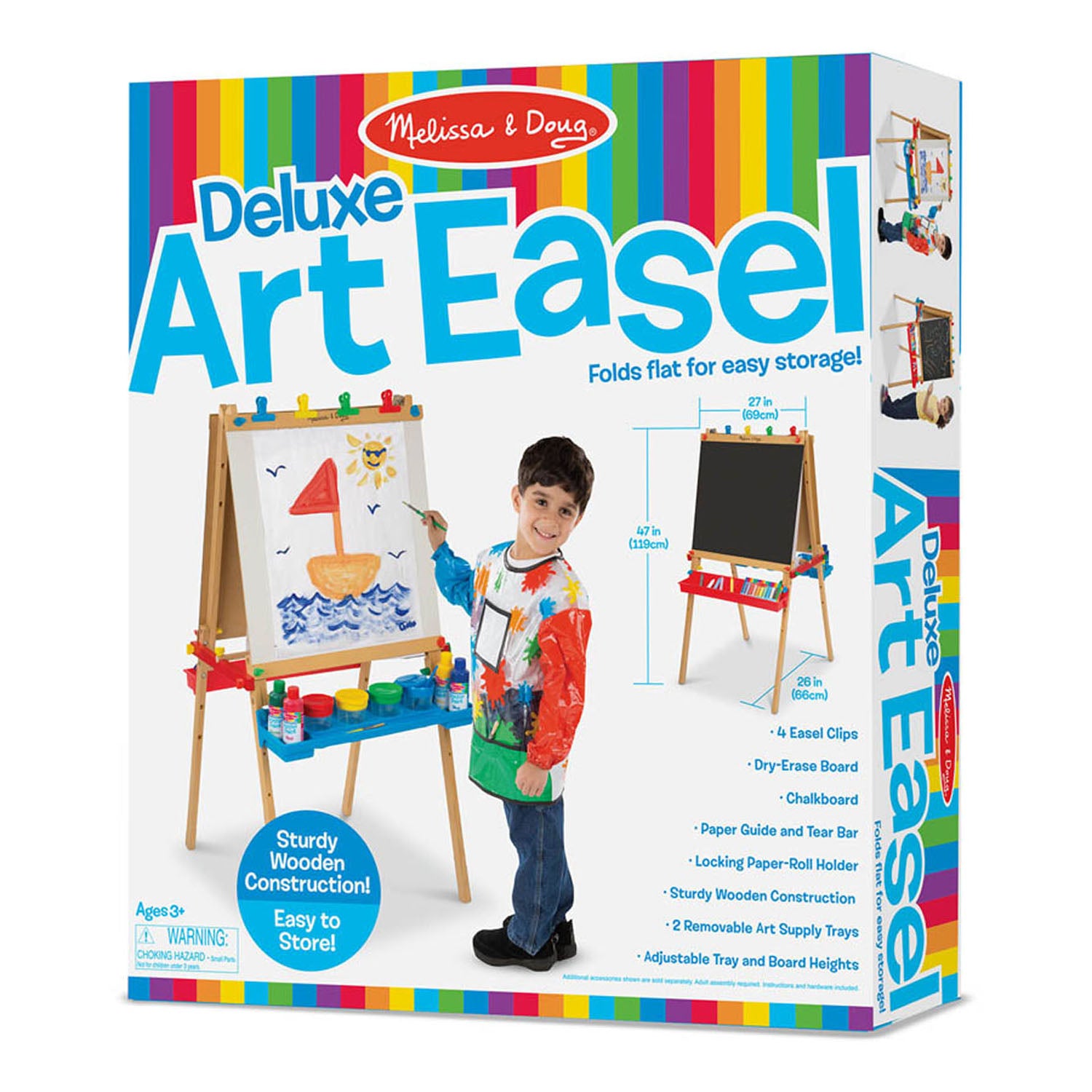 Melissa & Doug Deluxe Adjustable Wooden Art Easel for Kids - Double-Sided Board - Image 2