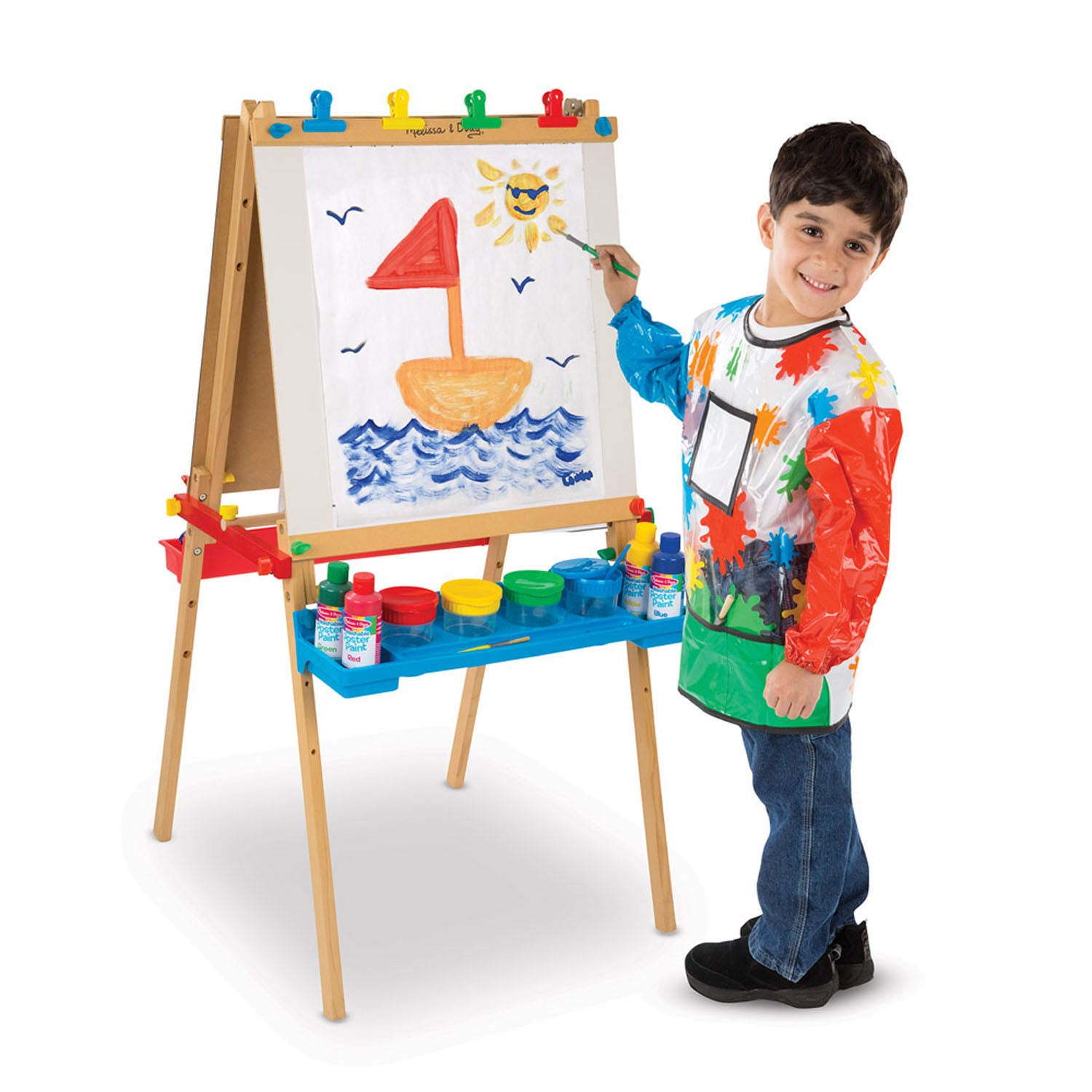 Melissa & Doug Deluxe Adjustable Wooden Art Easel for Kids - Double-Sided Board - Image 4