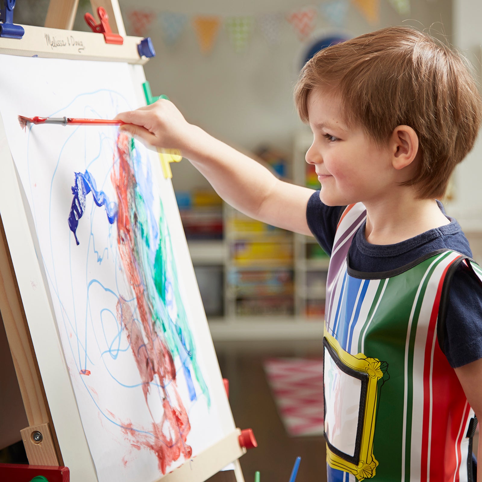 Melissa & Doug Deluxe Adjustable Wooden Art Easel for Kids - Double-Sided Board - Image 5