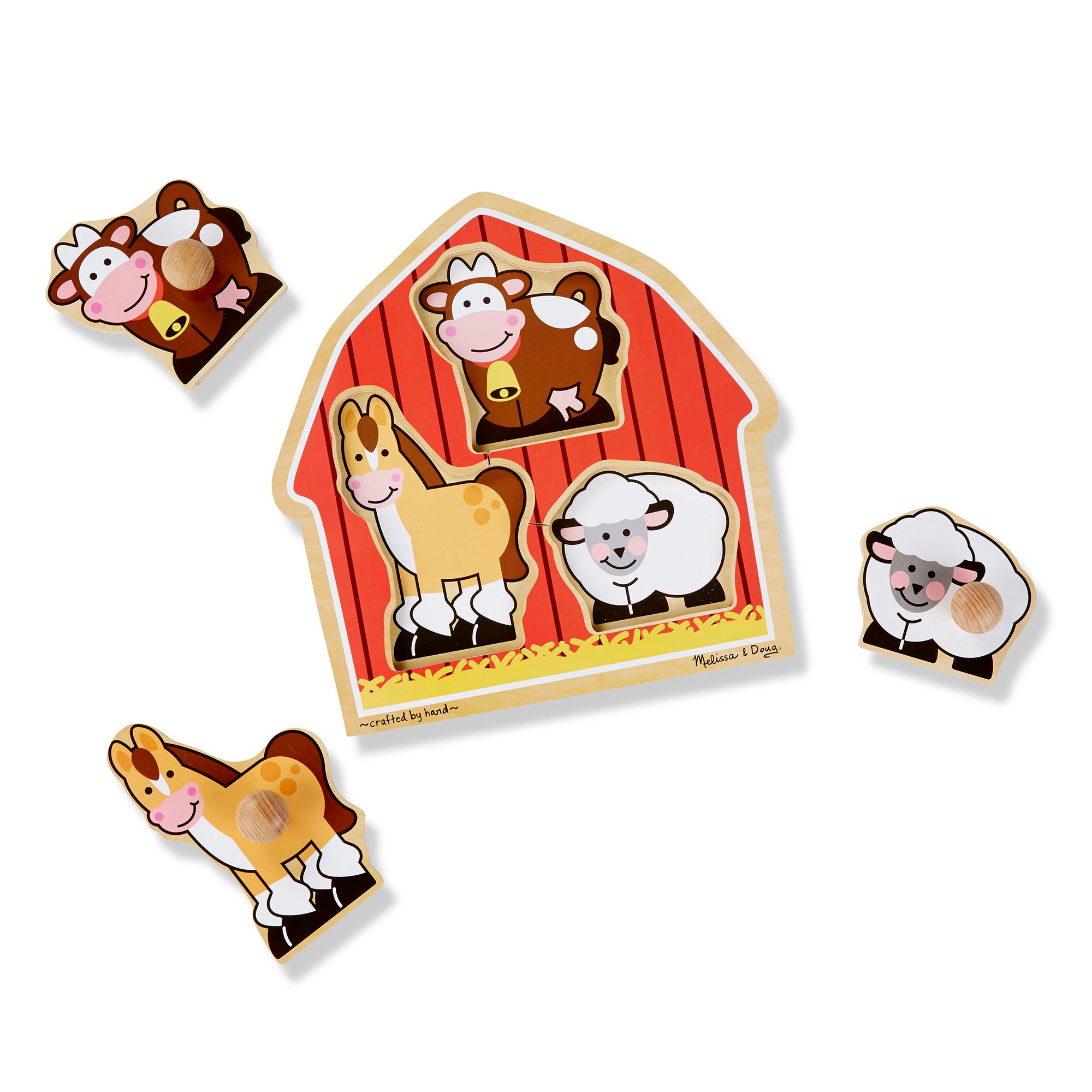 Alternative view of Melissa & Doug Barnyard Animals 3 pc Wooden Peg Puzzle