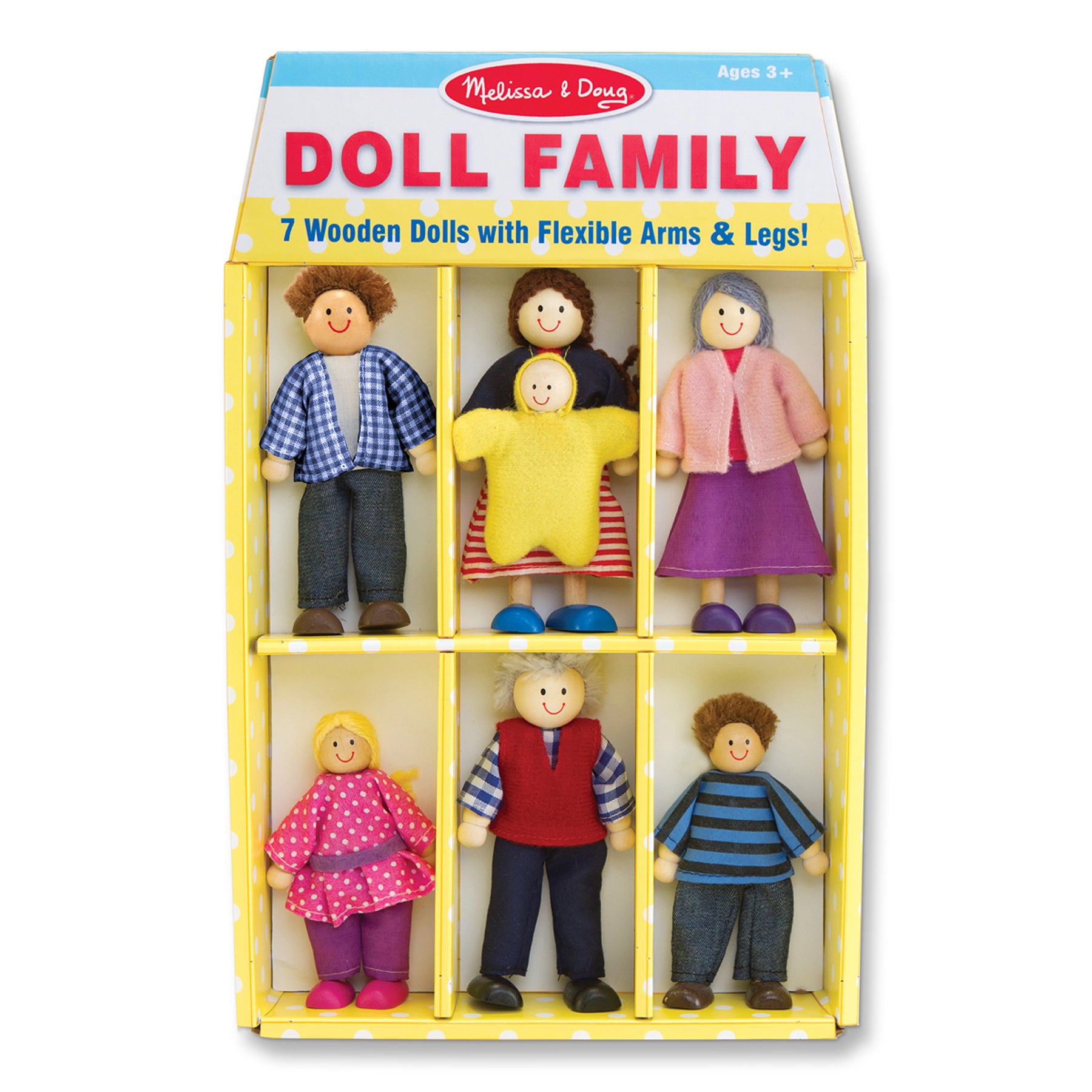 Melissa & Doug 7-Piece Poseable Wooden Doll Family Set