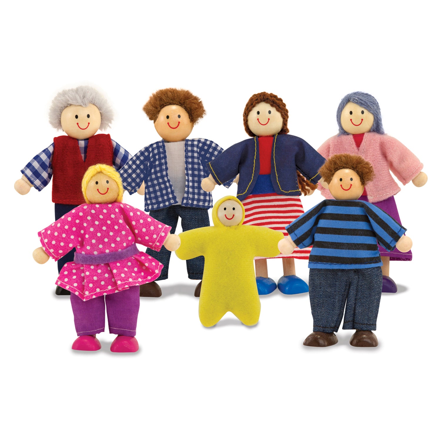 Alternative view of Melissa & Doug 7-Piece Poseable Wooden Doll Family Set