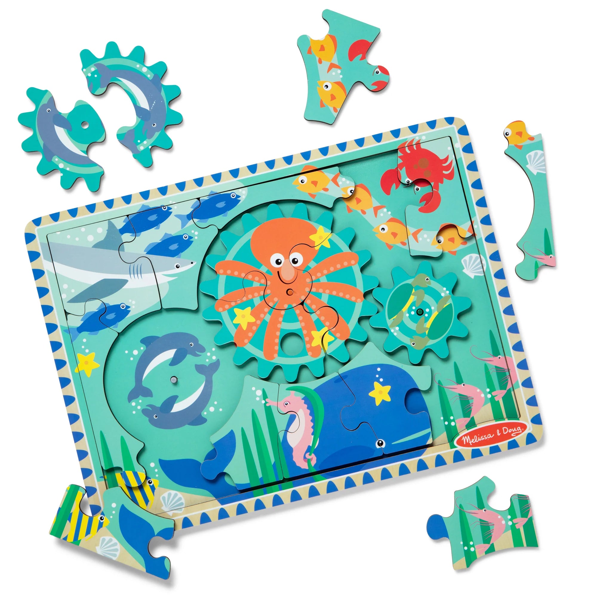 Alternative view of Melissa & Doug Underwater Adventure Wooden Gear Puzzle - Ocean Theme