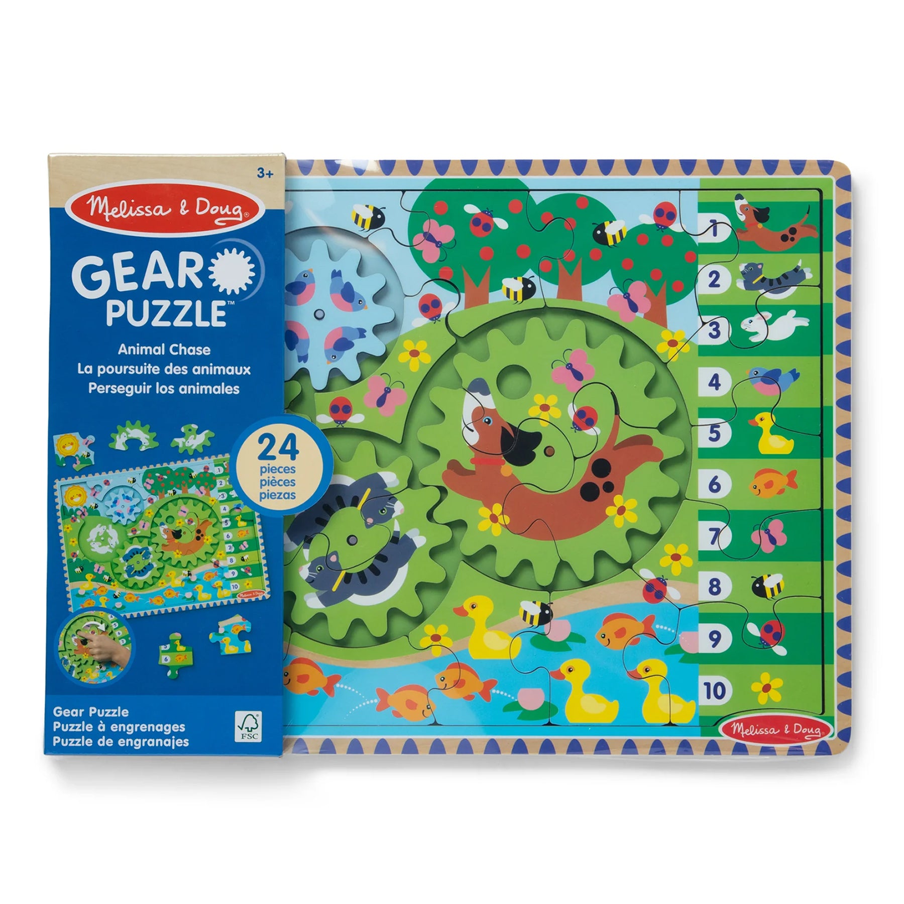 Melissa & Doug Animal Chase I-Spy Wooden Gear Puzzle - 24 pc