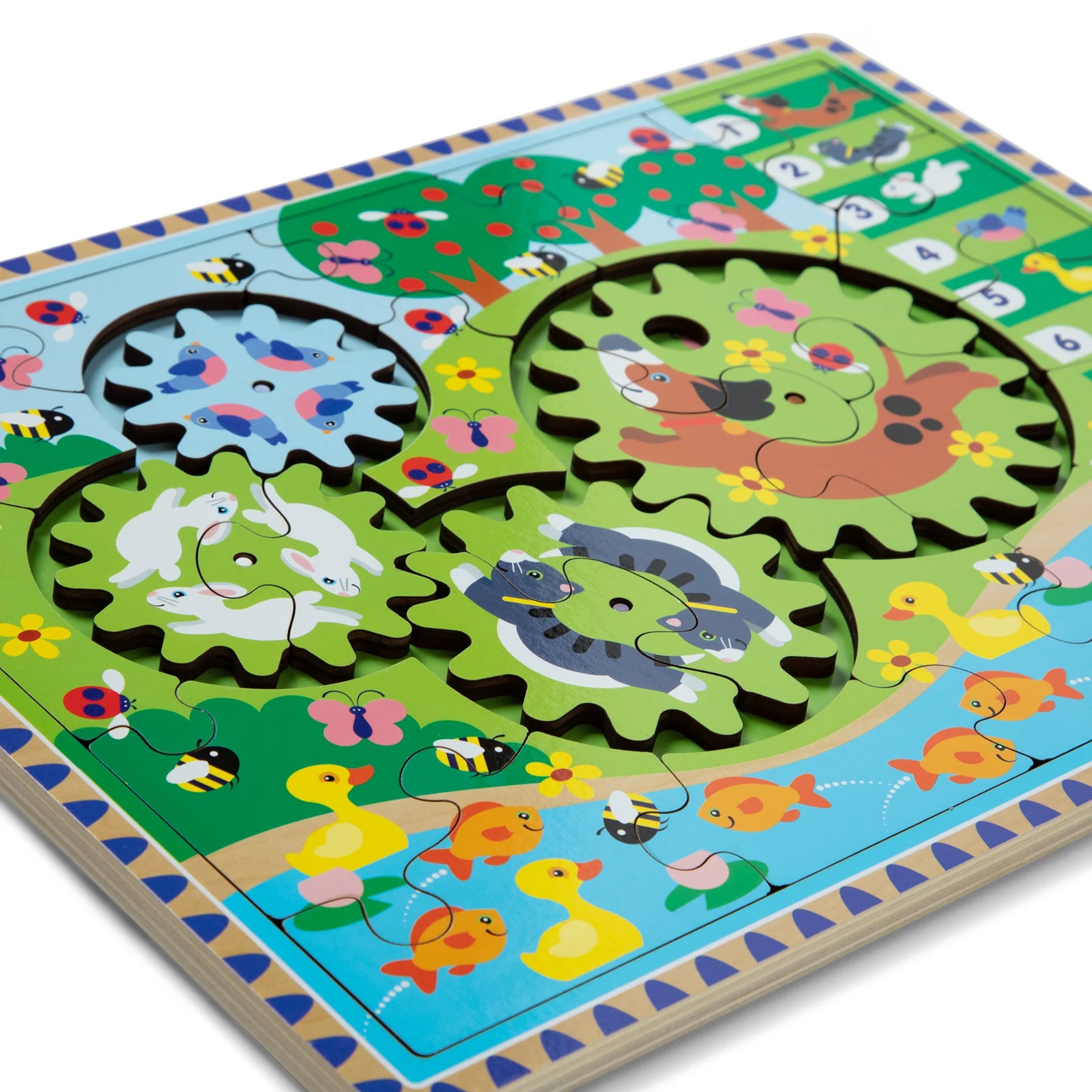 Melissa & Doug Animal Chase I-Spy Wooden Gear Puzzle - 24 pc - Image 3