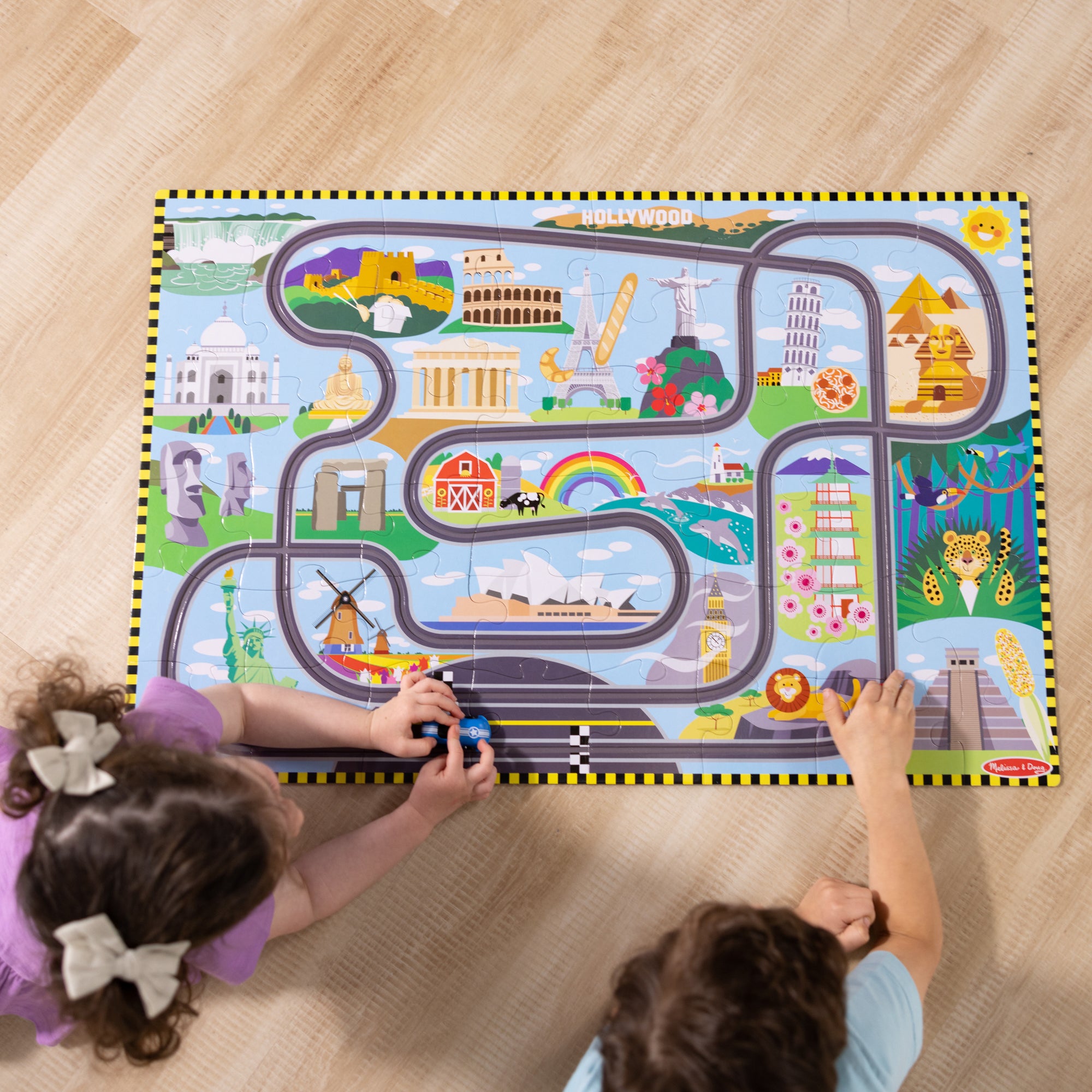 Melissa & Doug Global Race Track Floor Puzzle - 48 pc - Image 3