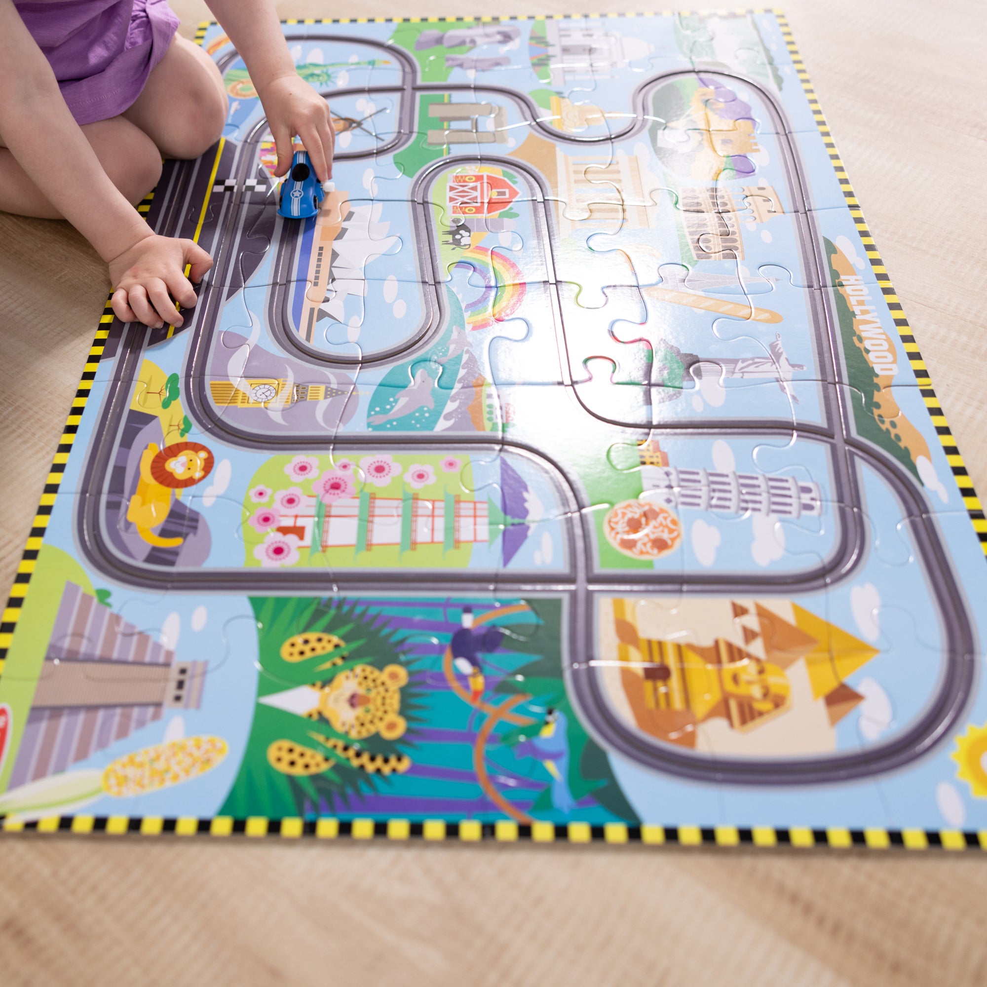Melissa & Doug Global Race Track Floor Puzzle - 48 pc - Image 4