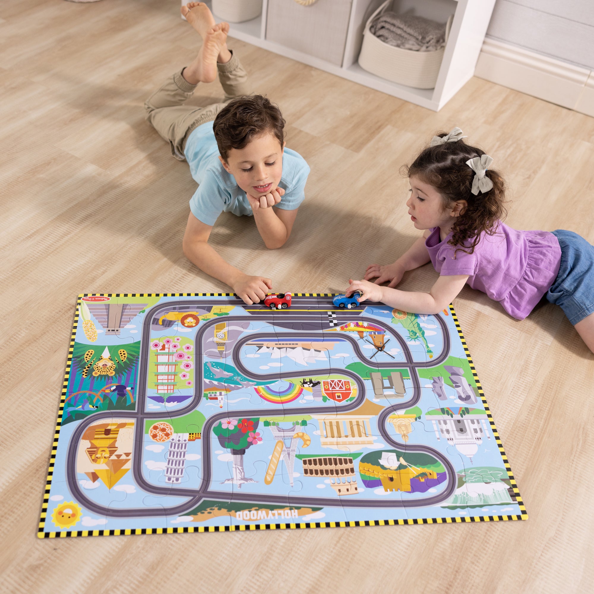 Melissa & Doug Global Race Track Floor Puzzle - 48 pc - Image 5