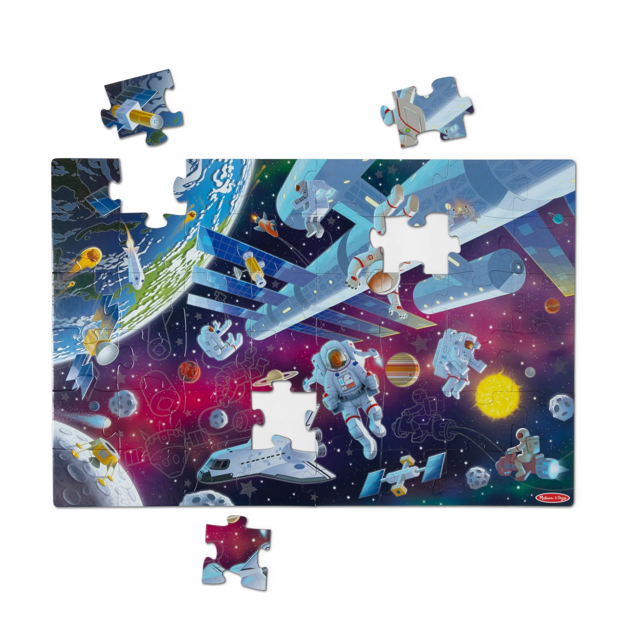 Melissa & Doug Outer Space 48 pc Glow-in-the-Dark Floor Puzzle - Image 2