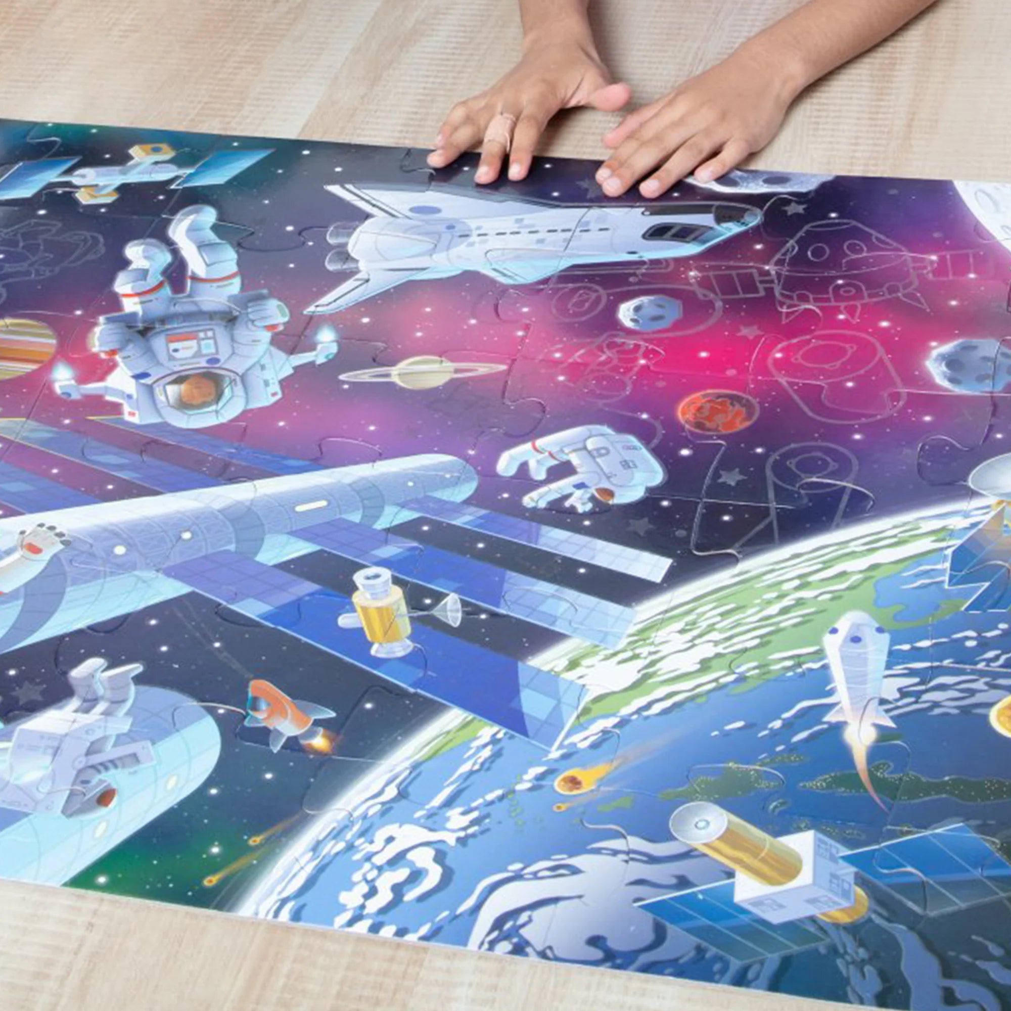 Melissa & Doug Outer Space 48 pc Glow-in-the-Dark Floor Puzzle - Image 3