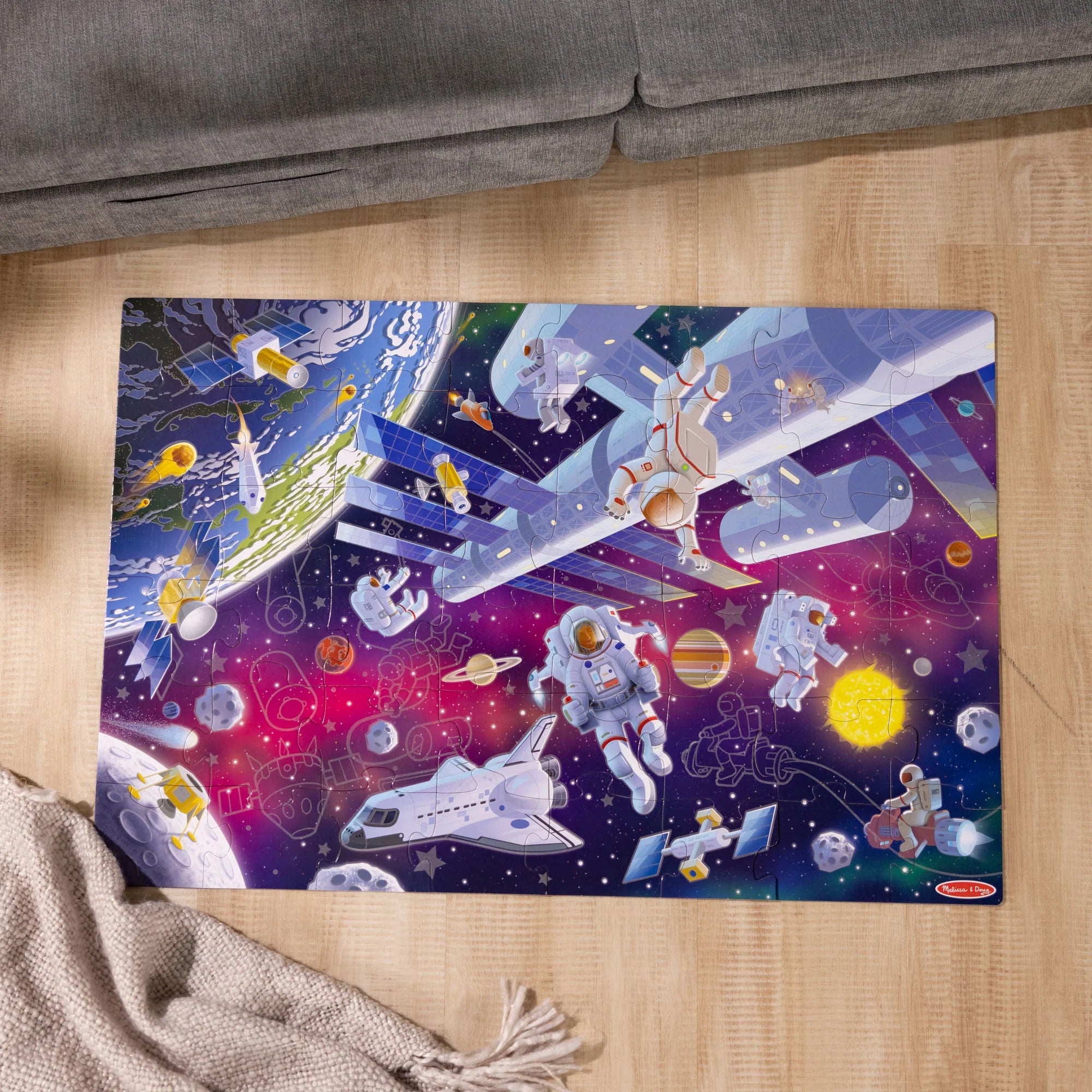 Melissa & Doug Outer Space 48 pc Glow-in-the-Dark Floor Puzzle - Image 4