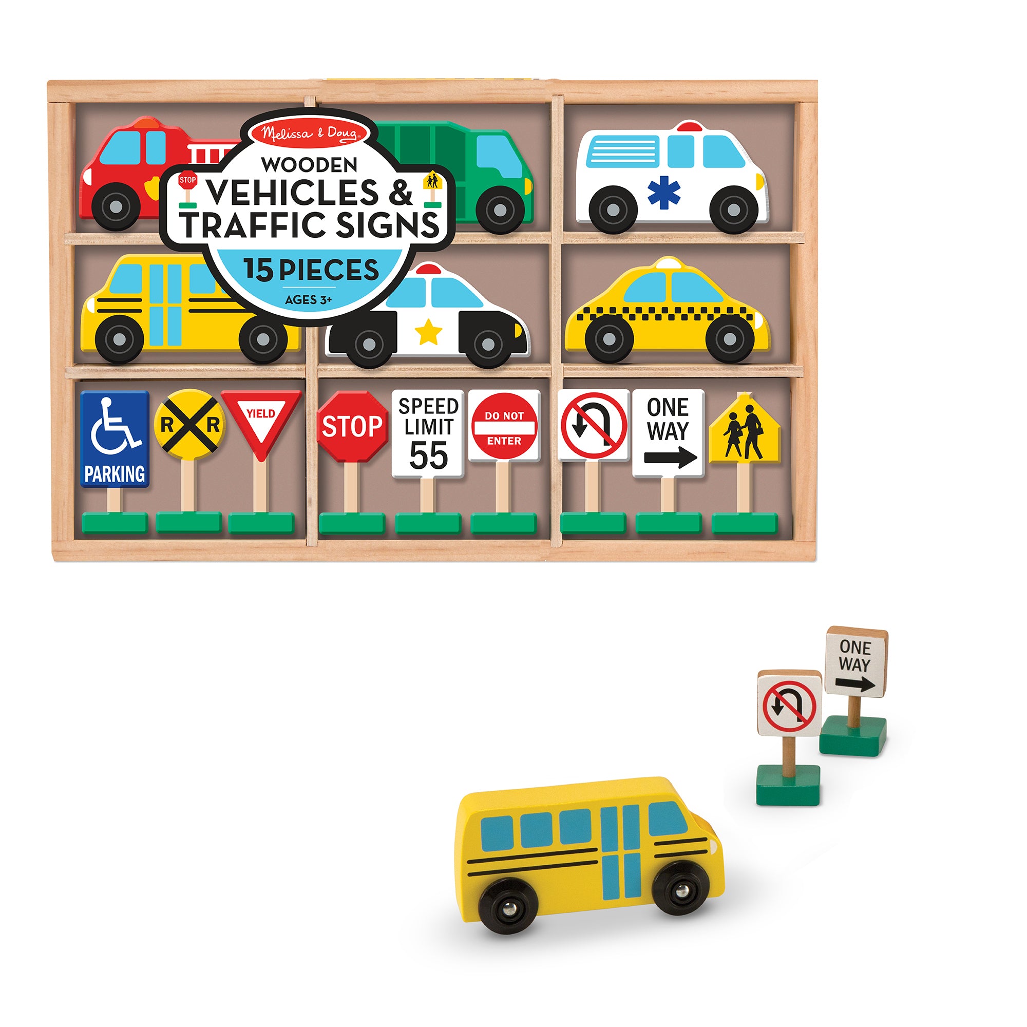 Alternative view of Melissa & Doug Wooden Traffic Adventure Play Set - 15 Pieces