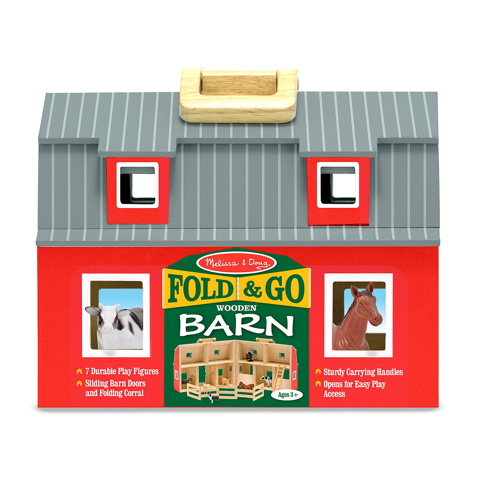 Alternative view of Melissa & Doug Fold & Go Wooden Barn Playset - Bright Red