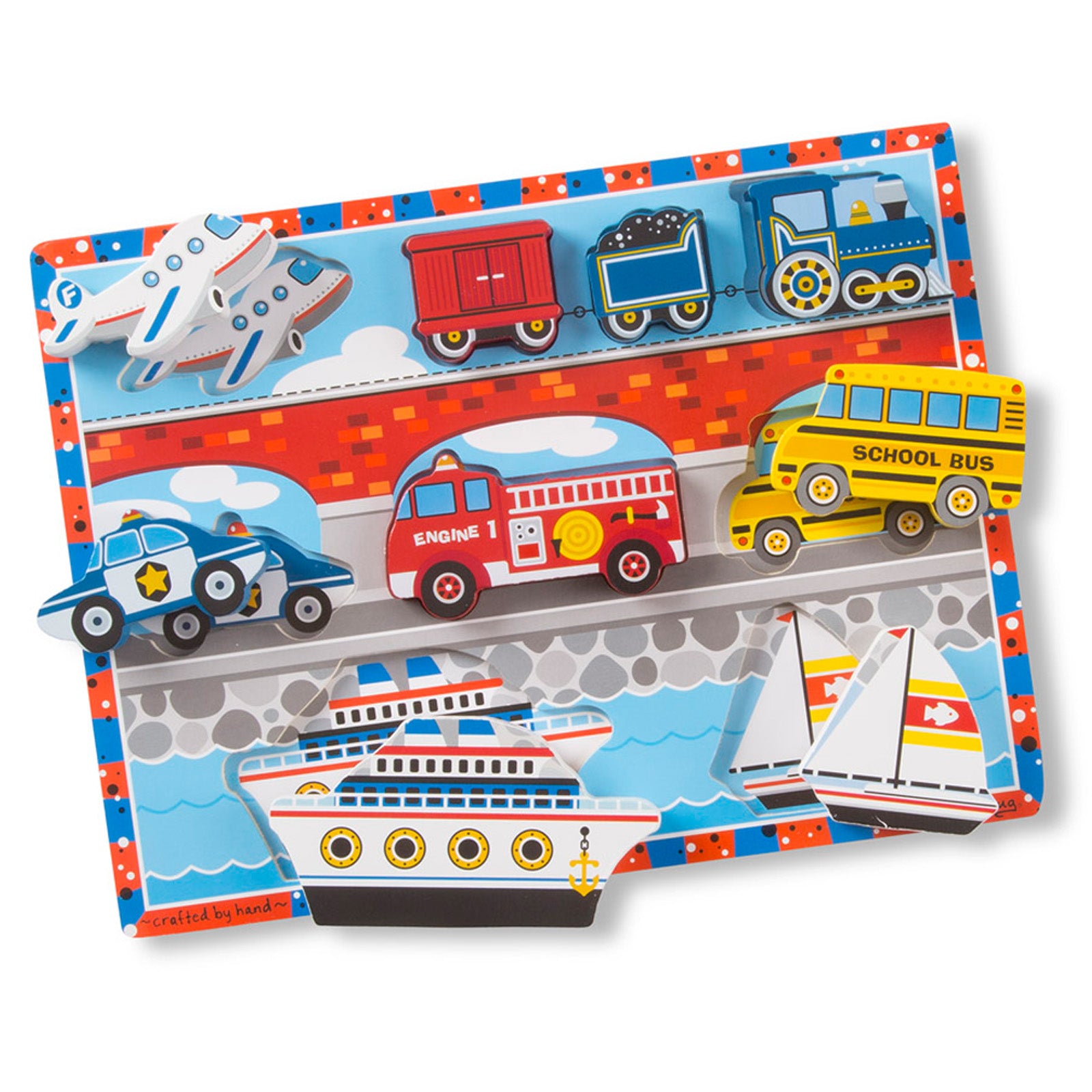 Melissa & Doug Chunky Vehicles Wooden Puzzle - 9 pc