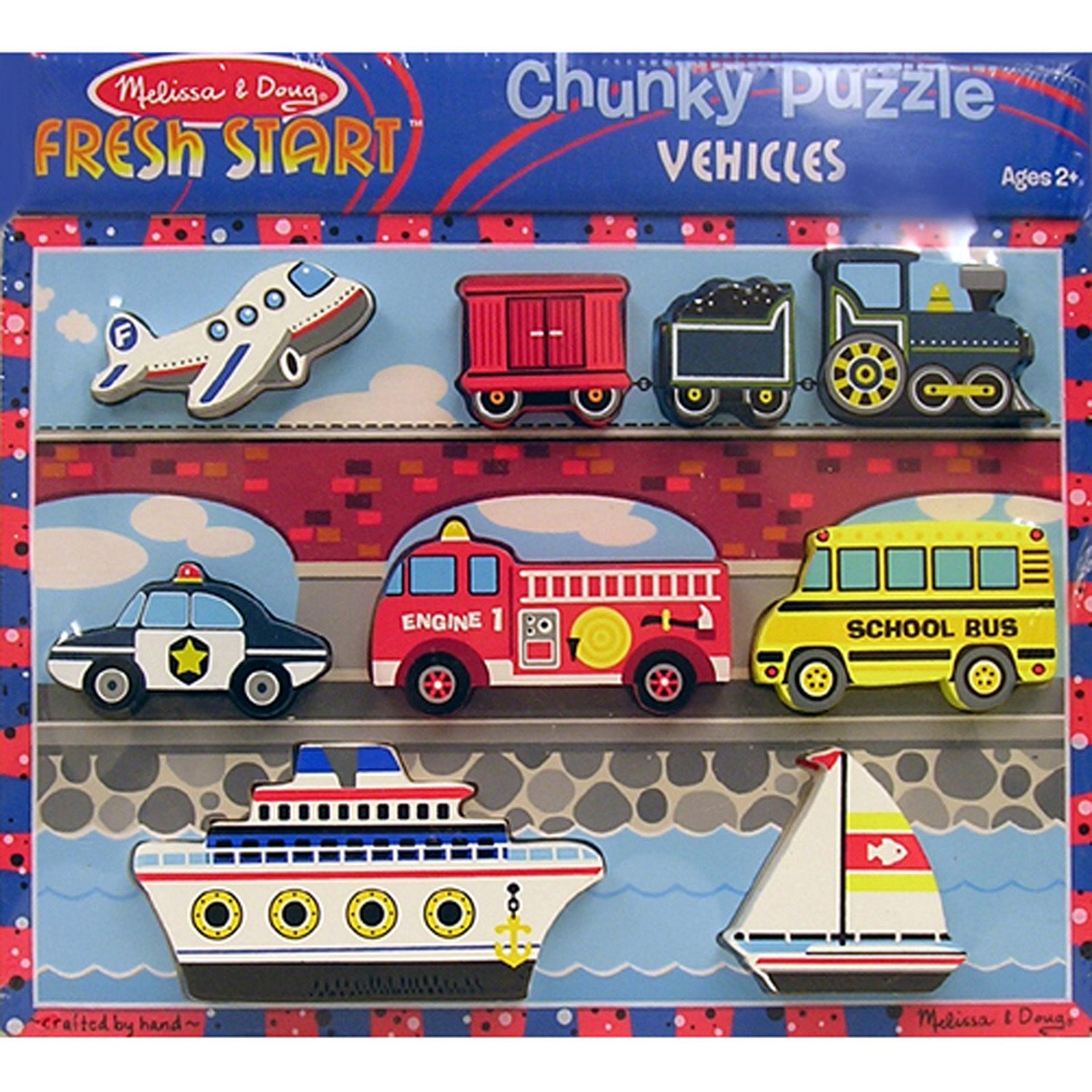 Alternative view of Melissa & Doug Chunky Vehicles Wooden Puzzle - 9 pc