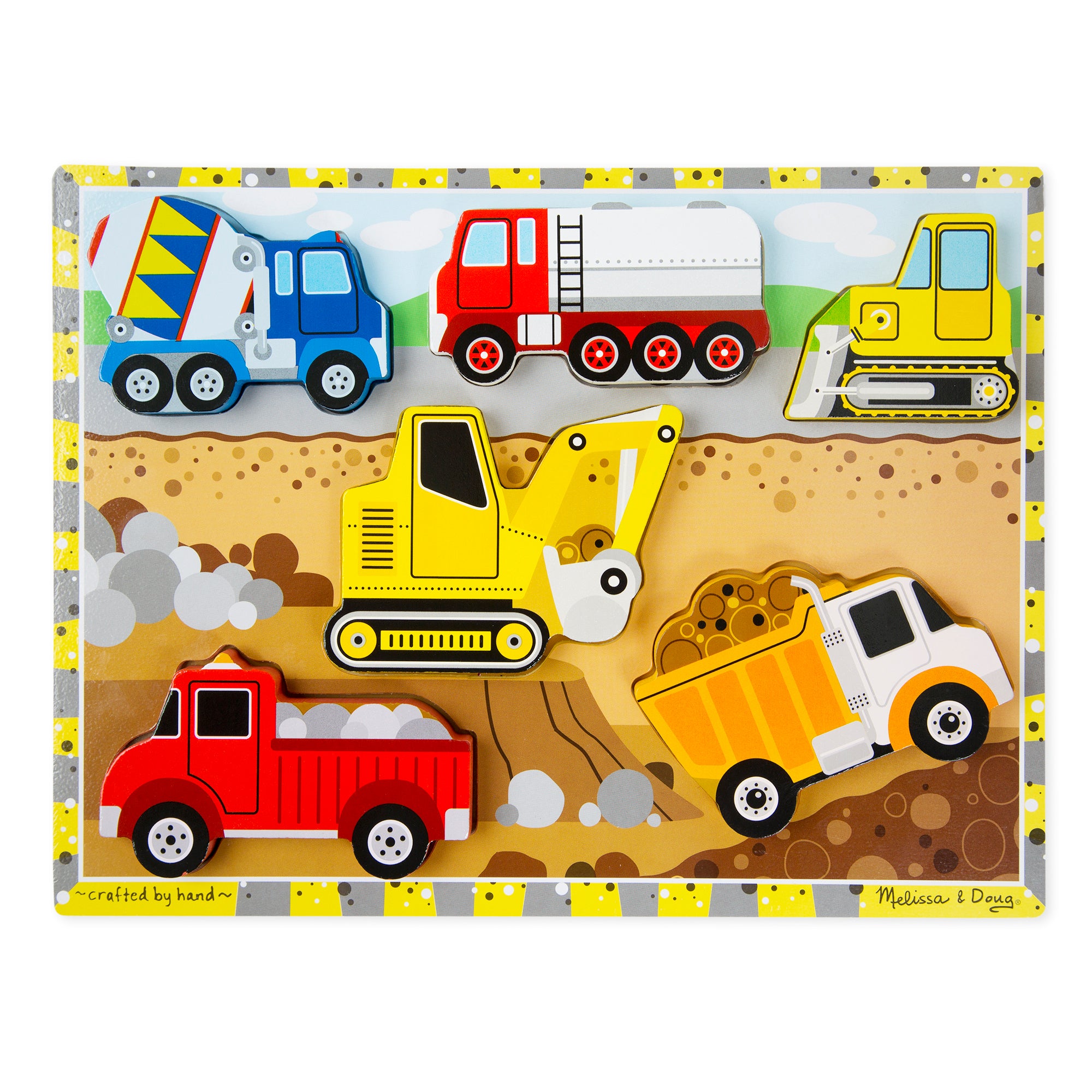 Alternative view of Melissa & Doug Construction Vehicles 6-Piece Wooden Chunky Puzzle