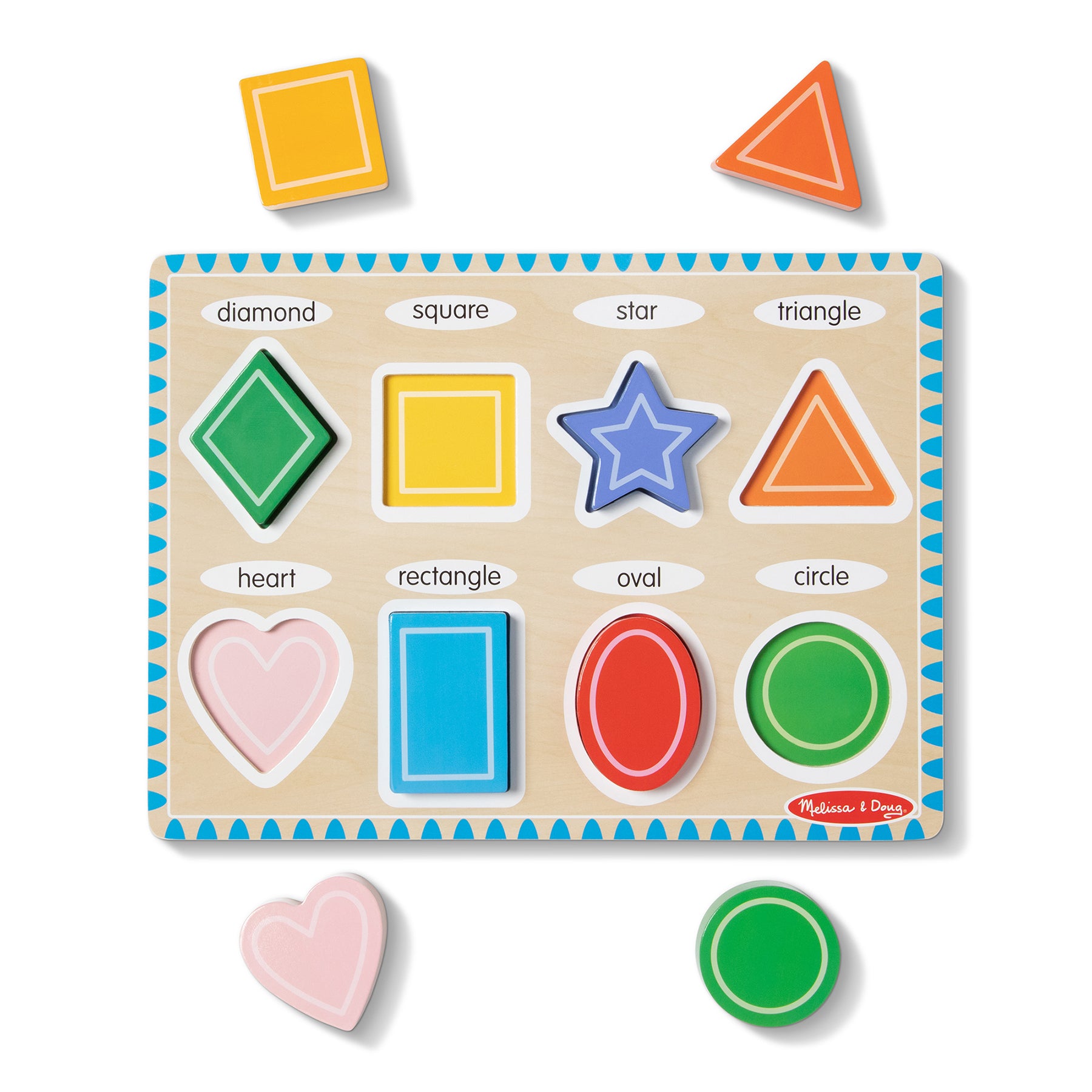 Melissa & Doug Bright Shapes 8-Piece Wooden Chunky Puzzle - Image 3