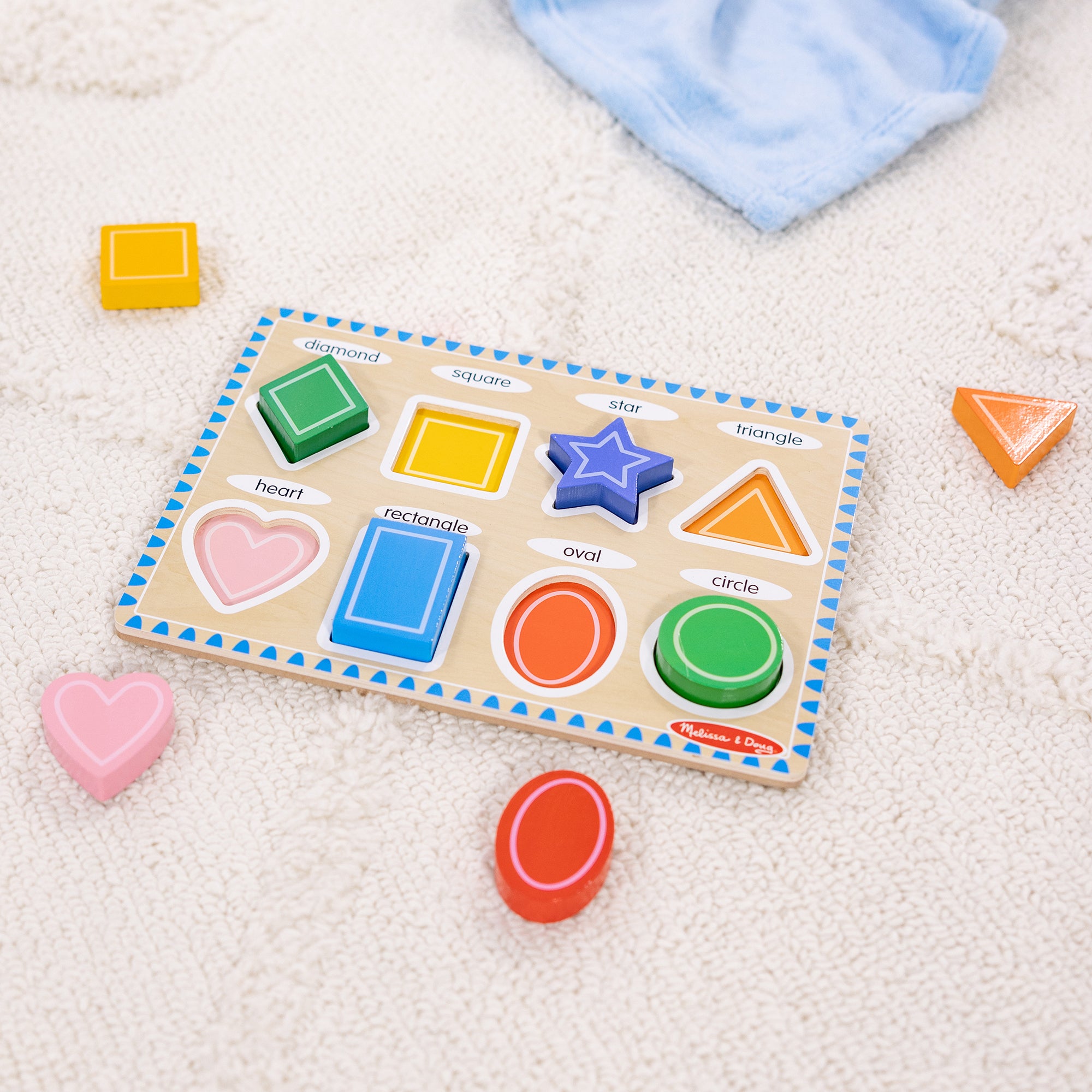 Melissa & Doug Bright Shapes 8-Piece Wooden Chunky Puzzle - Image 5