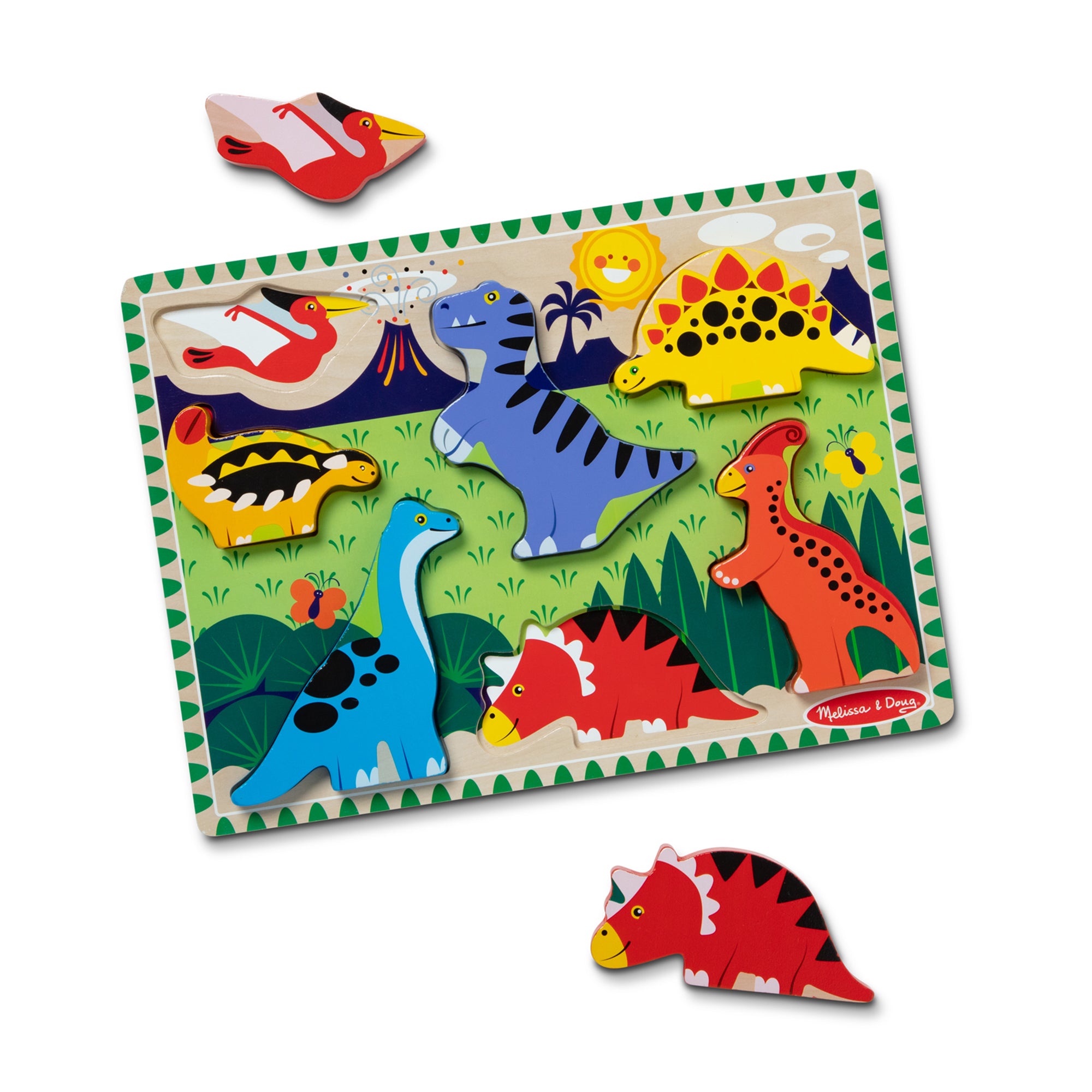 Alternative view of Melissa & Doug Dinosaur Theme 7-Piece Wooden Chunky Puzzle