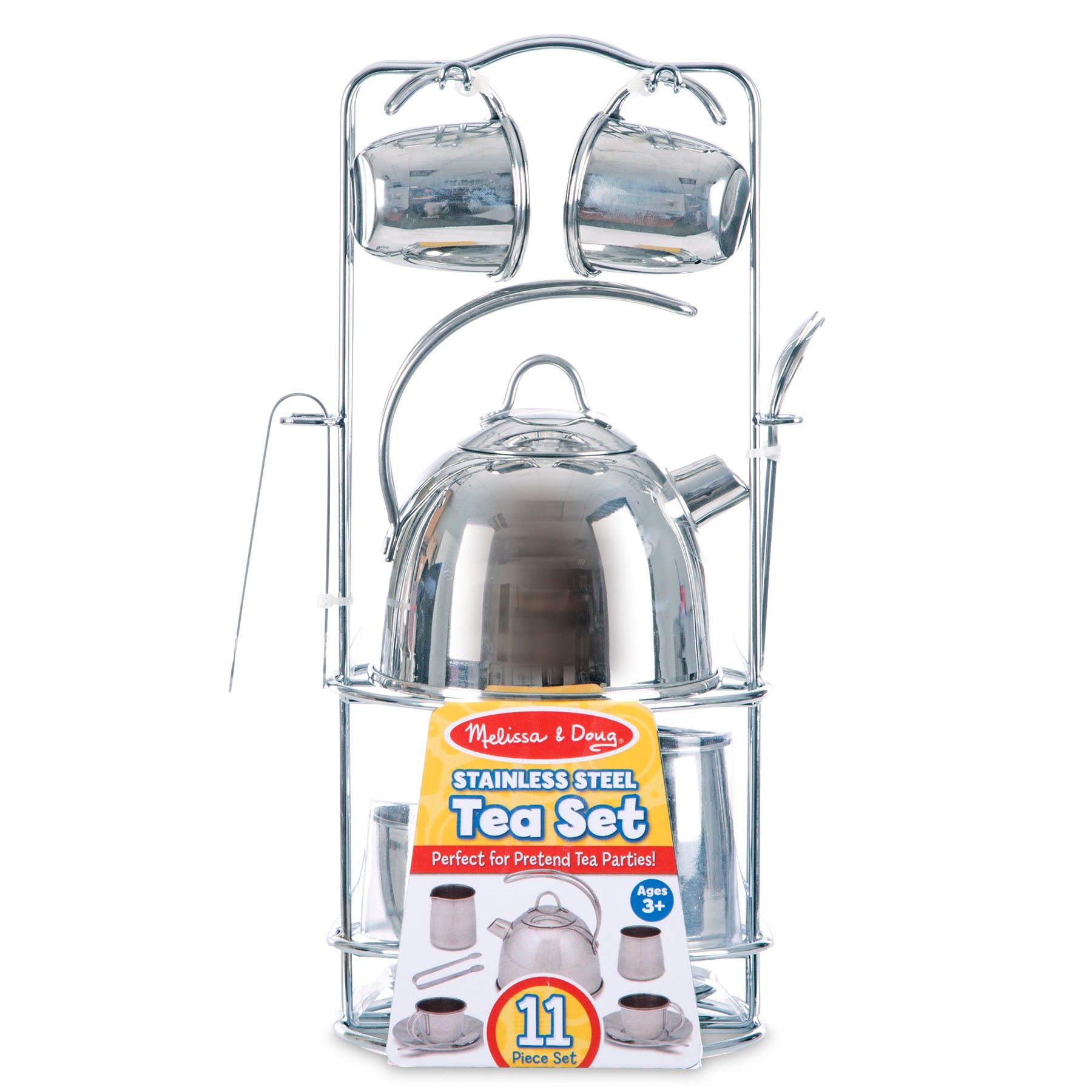 Melissa & Doug 11-Piece Stainless Steel Tea Set - Playtime Elegance