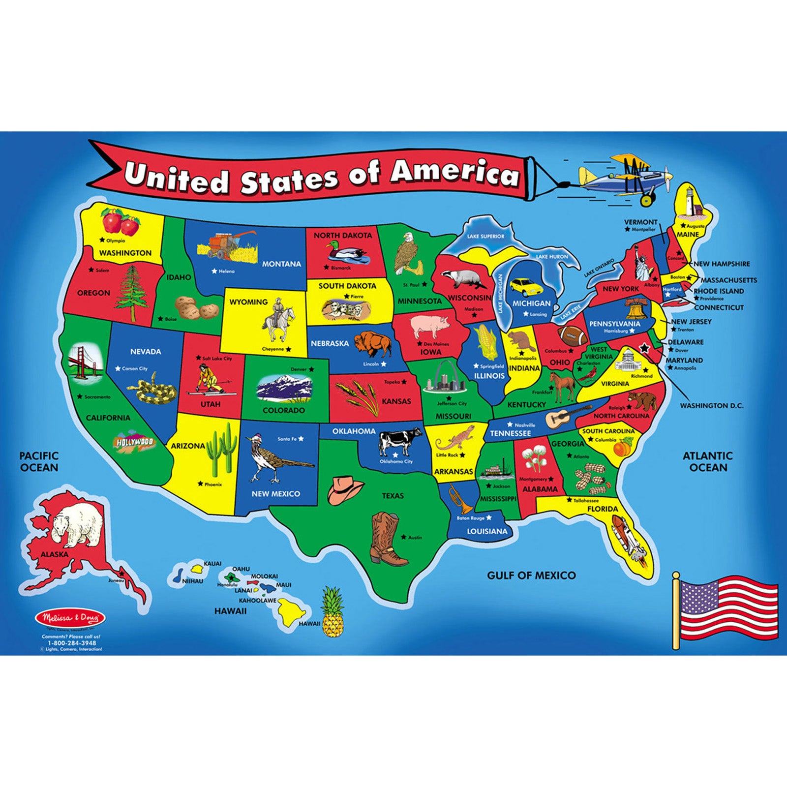 Alternative view of Melissa & Doug U.S. Map Floor Puzzle - 51 Pieces, 2 Pack