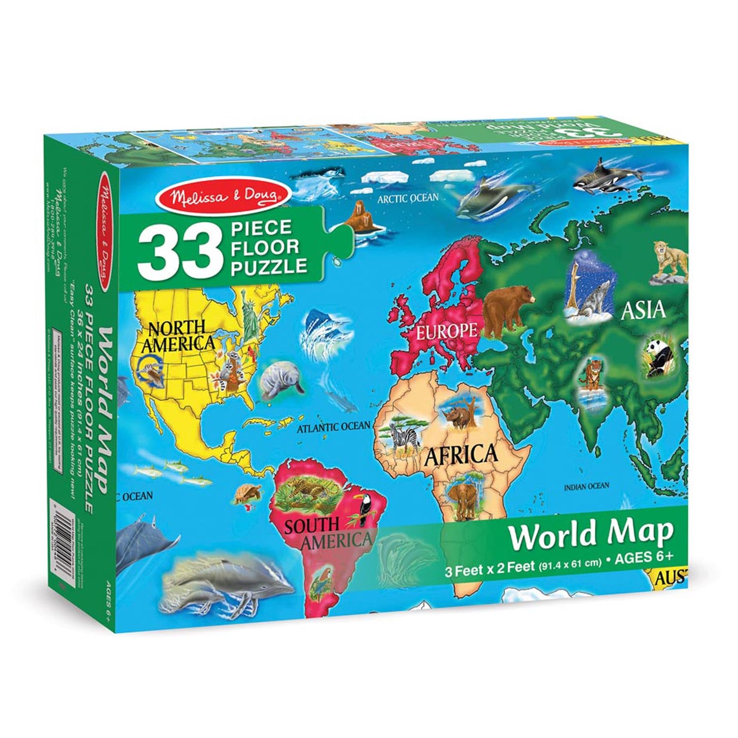 Melissa & Doug Colorful World Map Floor Puzzle - 33 pc - Image 2