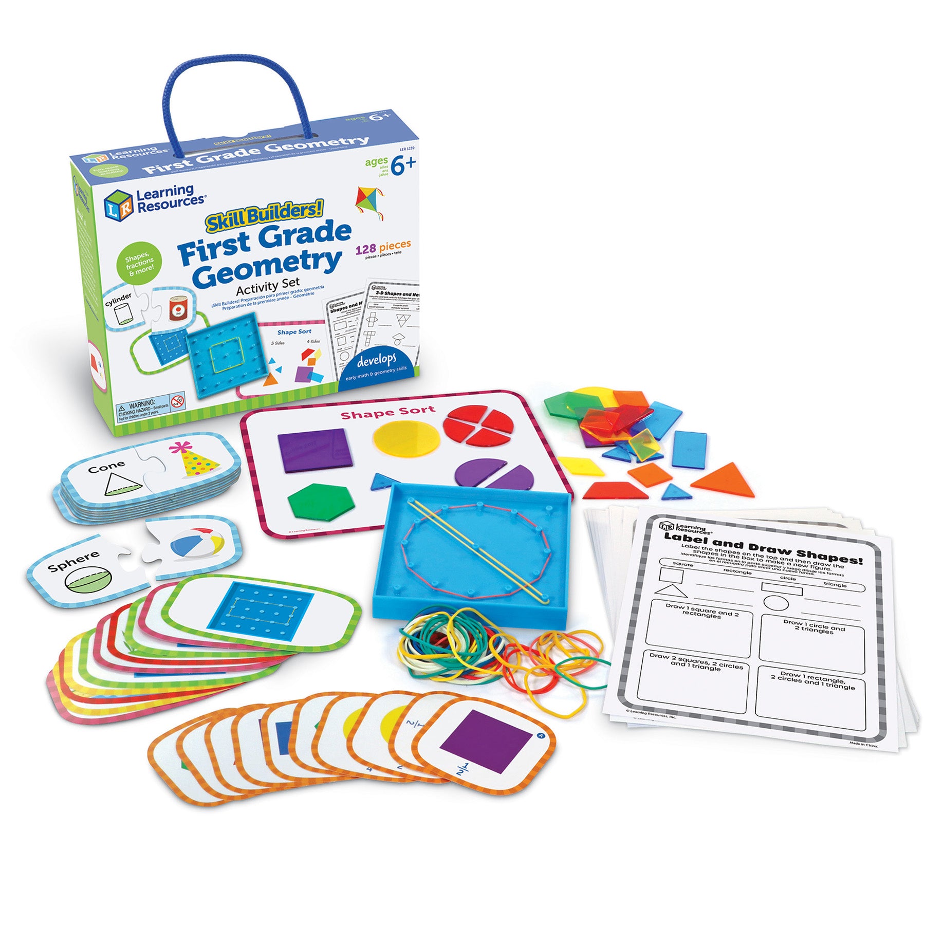 Learning Resources Skill Builders! 1st Grade Geometric Shapes - Math Mastery Set