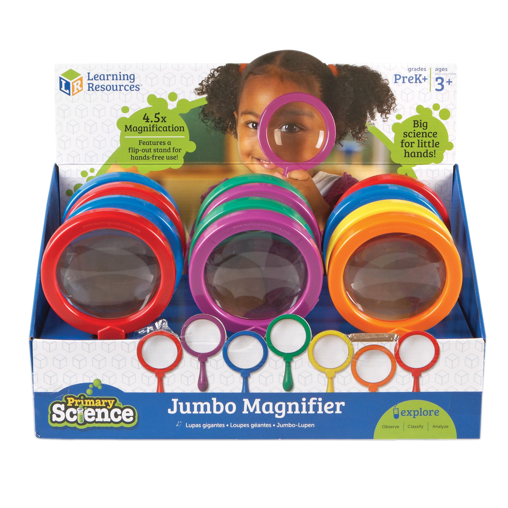 Learning Resources Primary Science Jumbo Magnifiers Set – Colorful 12-Pack