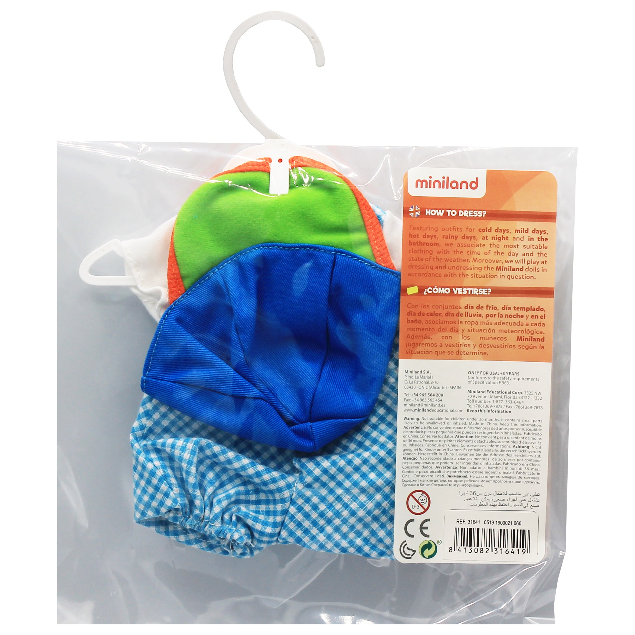 Miniland Warm Weather Jumper and Cap Outfit for 12-5/8" Dolls - Image 3