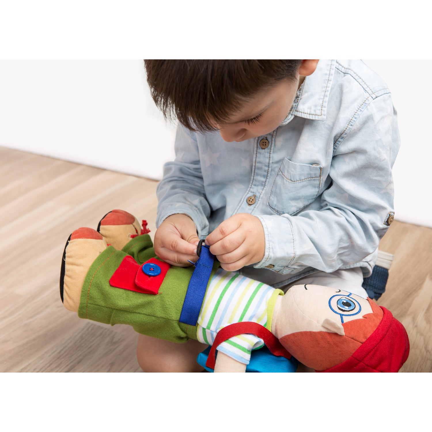 Alternative view of Miniland Multicultural Fastening Doll - Caucasian Boy - Interactive Learning Toy