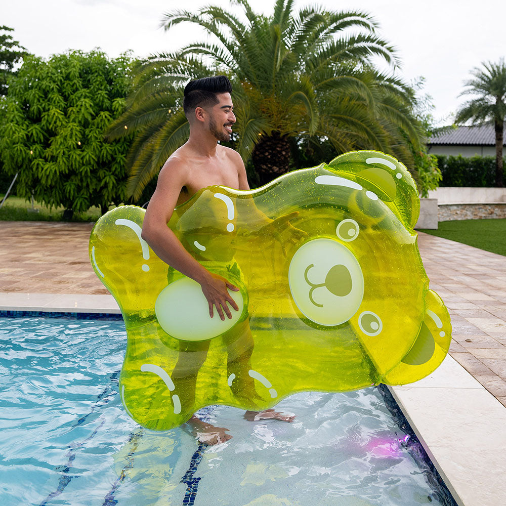 PoolCandy Giant Green Gummy Bear Inflatable Raft - Lime - Image 3