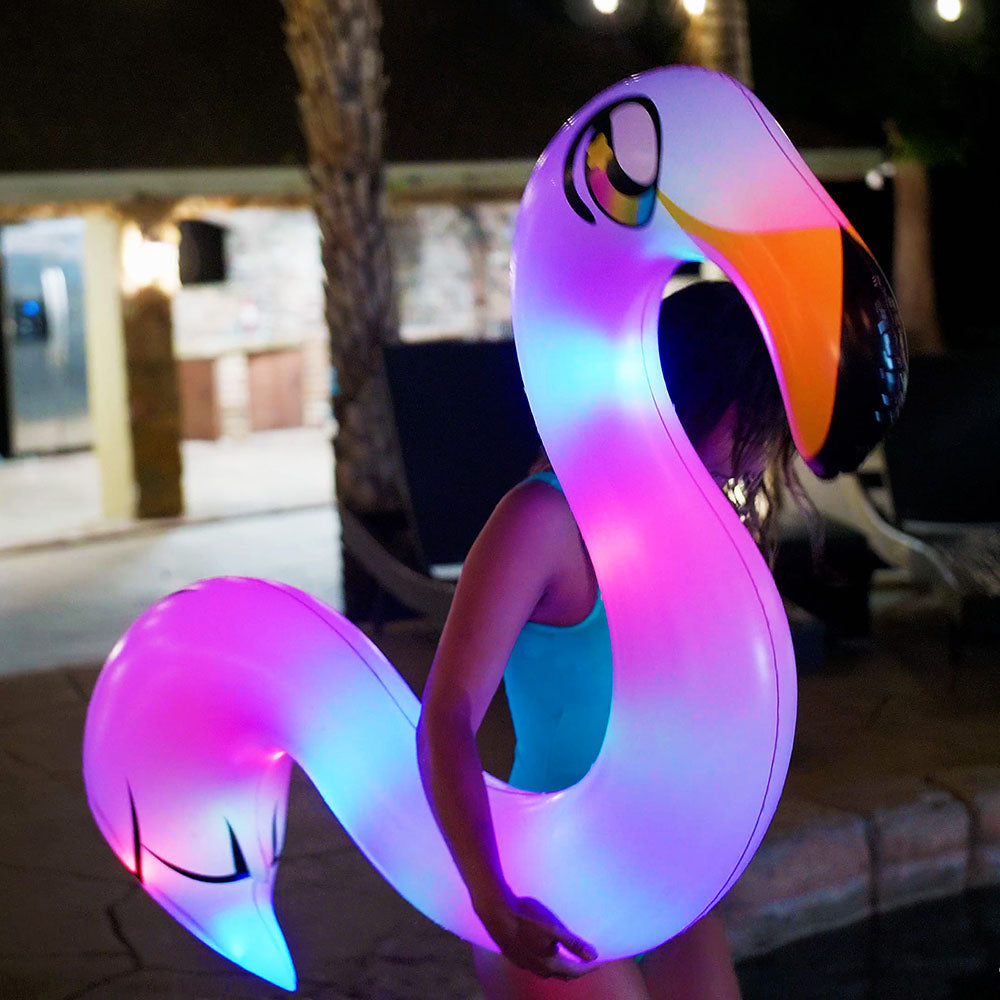 Alternative view of PoolCandy Illuminated LED Flamingo Ride-On Noodle