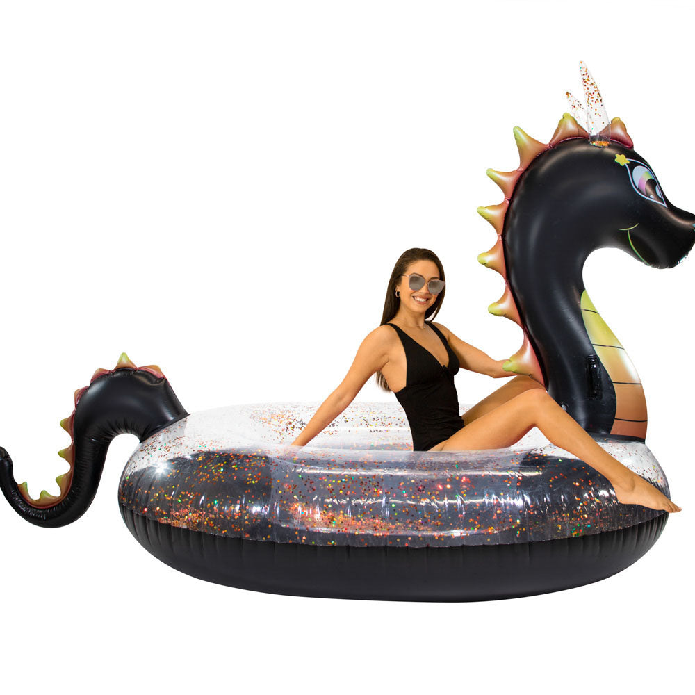 PoolCandy Gigantic Glitter Dragon Inflatable Raft - 120" x 54"