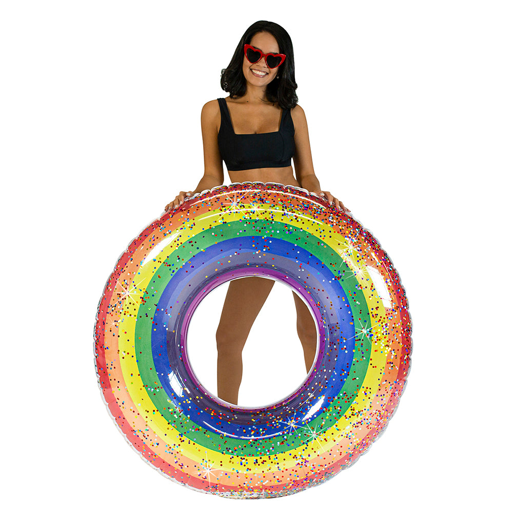 Alternative view of PoolCandy Rainbow Collection 48" Glitter Pool Tube - Classic Rainbow
