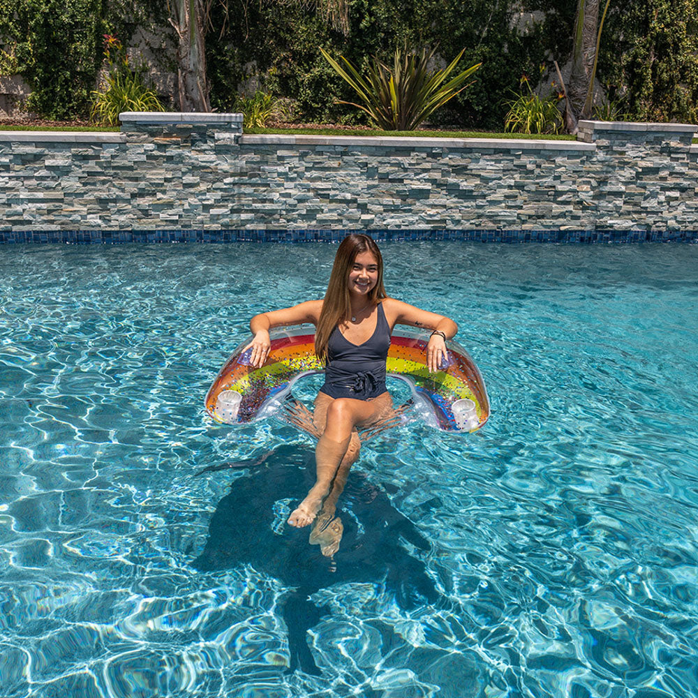 Alternative view of PoolCandy Rainbow Glitter Large Sun Chair – Classic Rainbow