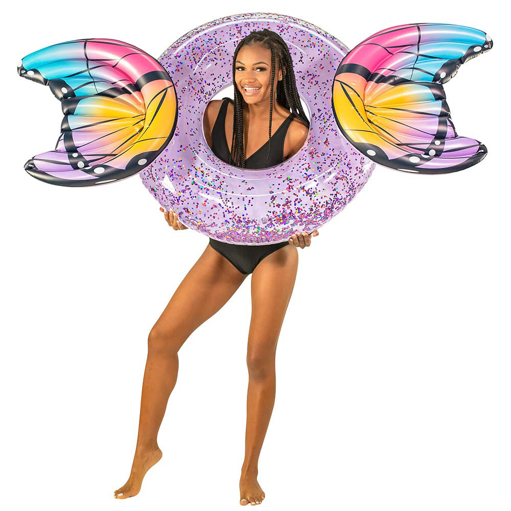 PoolCandy Glitter Butterfly 40-Inch Pool and Beach Tube