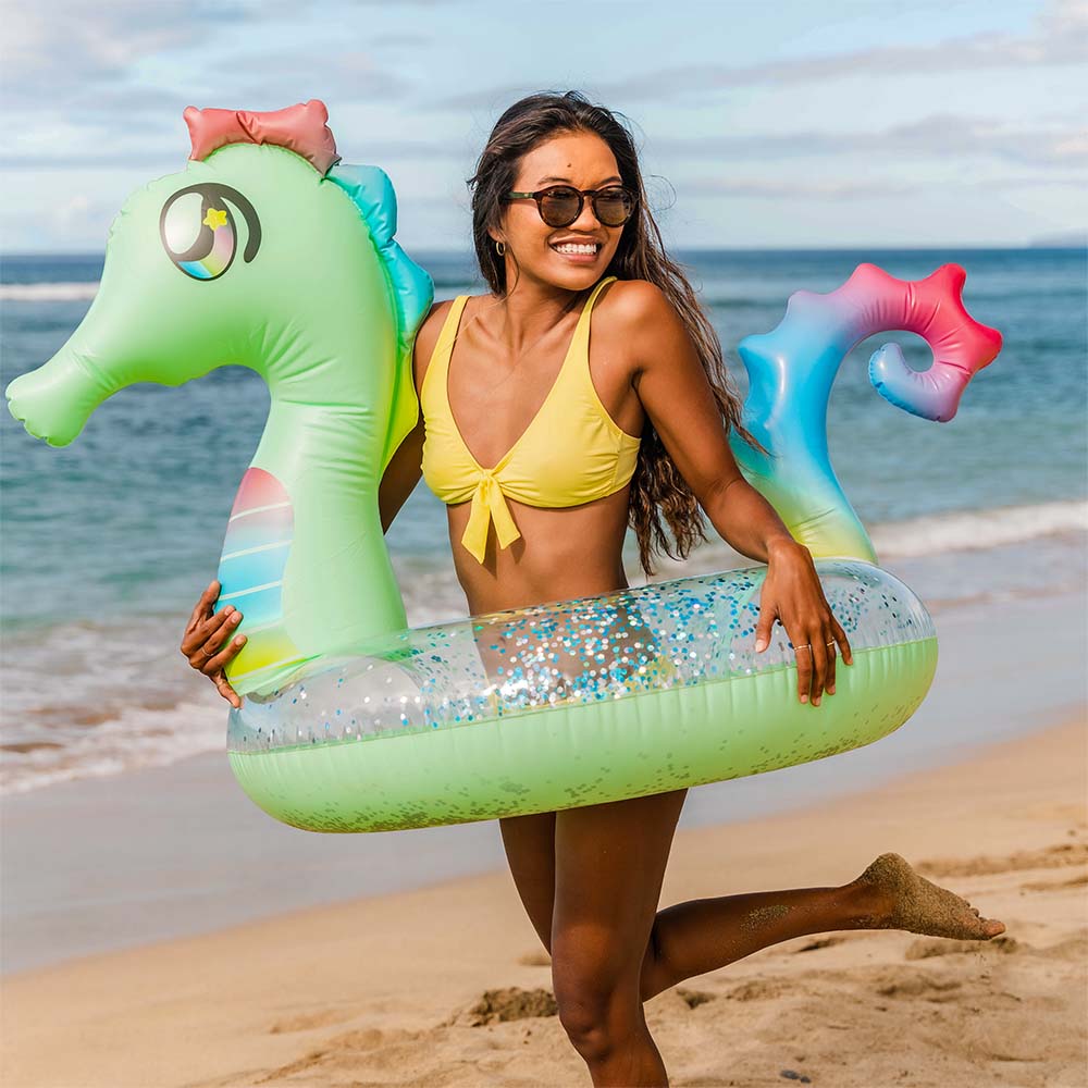 PoolCandy Glitter Seahorse 40" Inflatable Pool Tube - Image 2