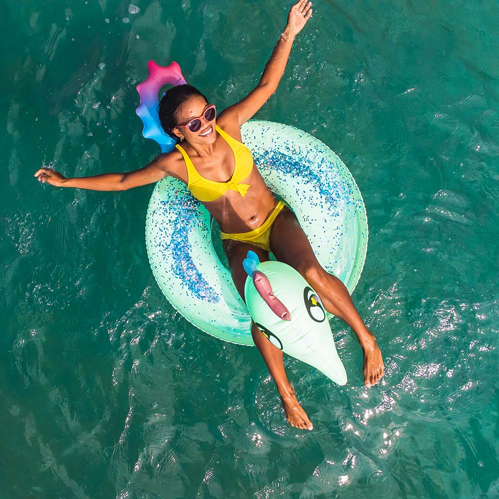 PoolCandy Glitter Seahorse 40" Inflatable Pool Tube - Image 4