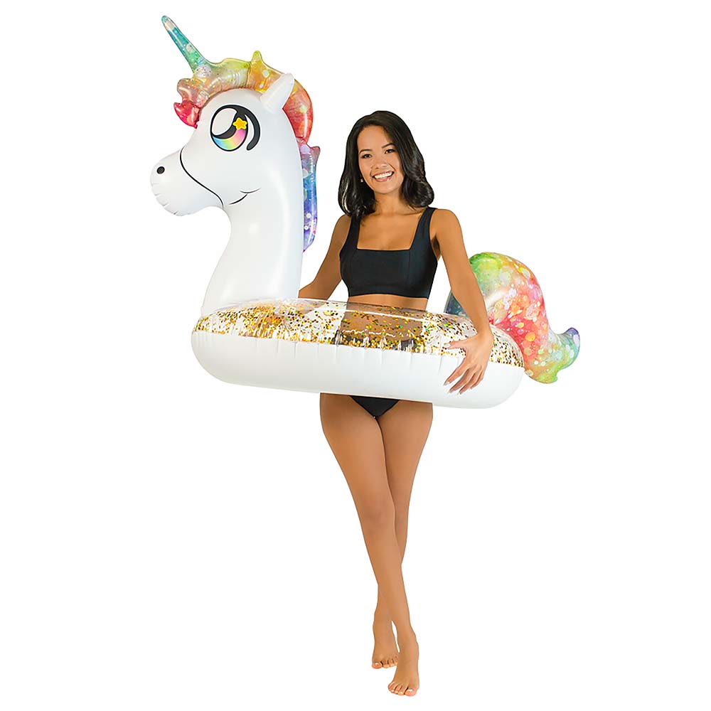 PoolCandy Glitter Unicorn 42-inch Inflatable Pool Tube